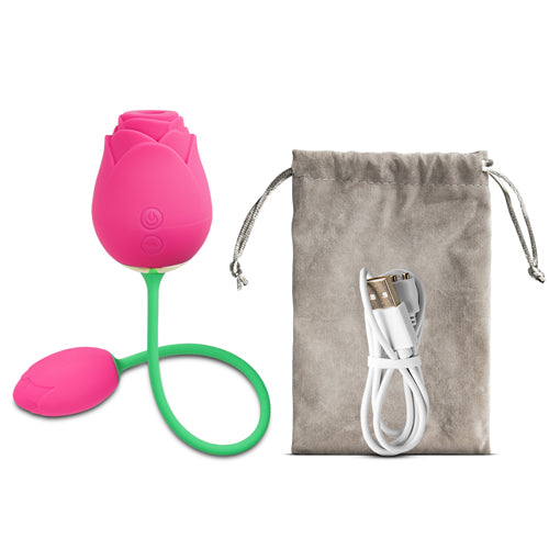 Rose-Shaped Vibrator with Remote Control and Flexible Stem