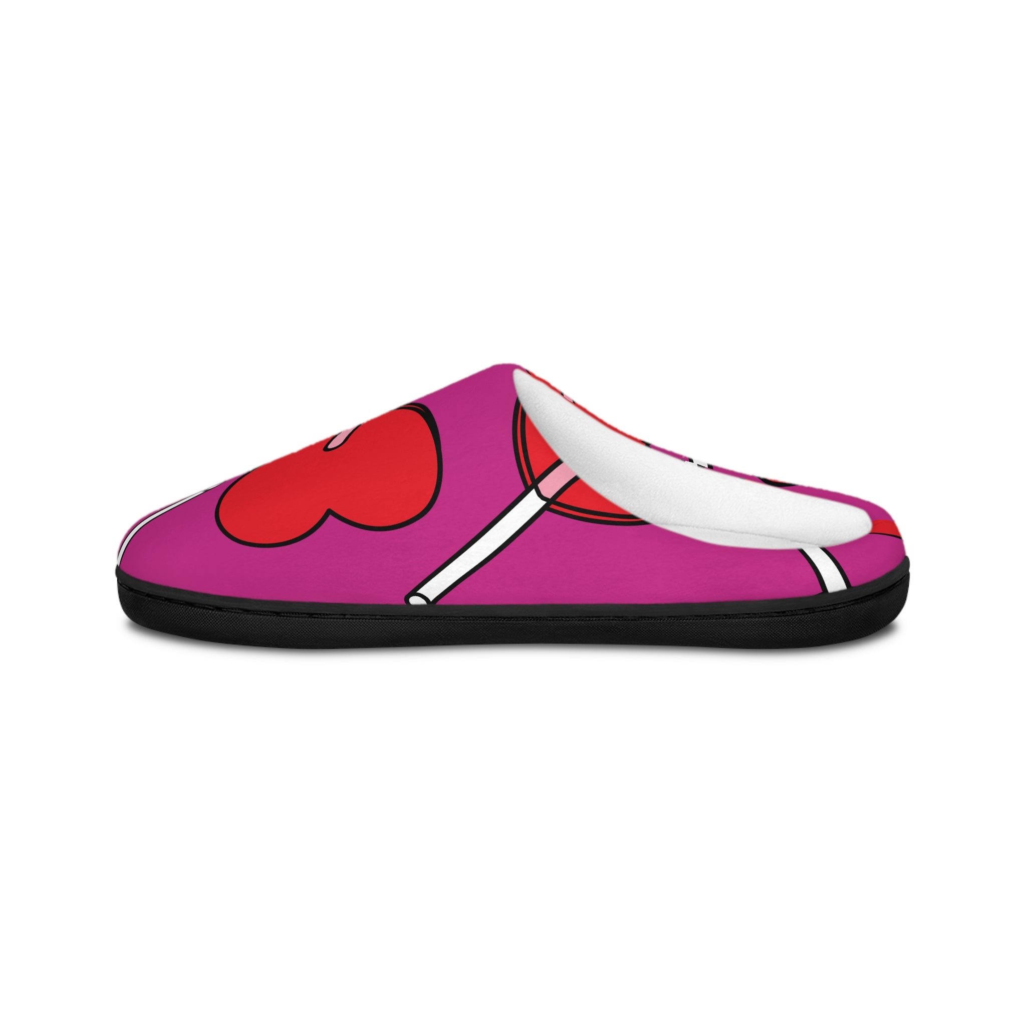 Heart Lollipop Indoor Slippers — Cozy Pink Valentine Women’s House Shoes