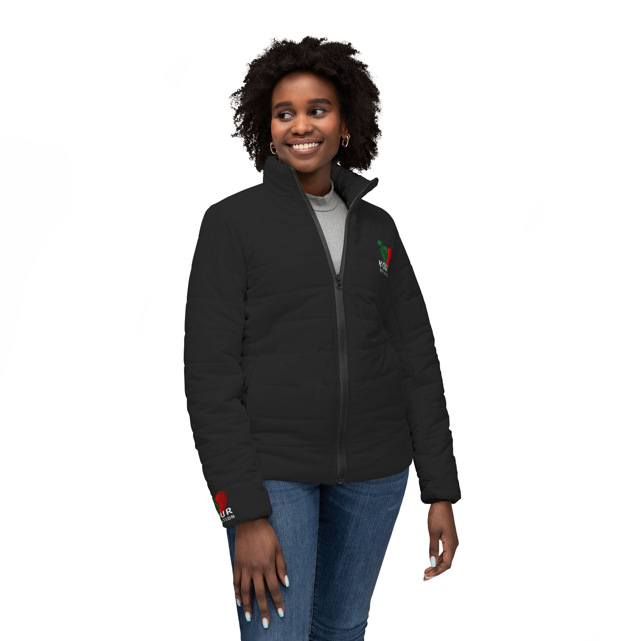 Women’s Puffer Jacket — Cozy Quilted Winter Coat with Small Chest Logo