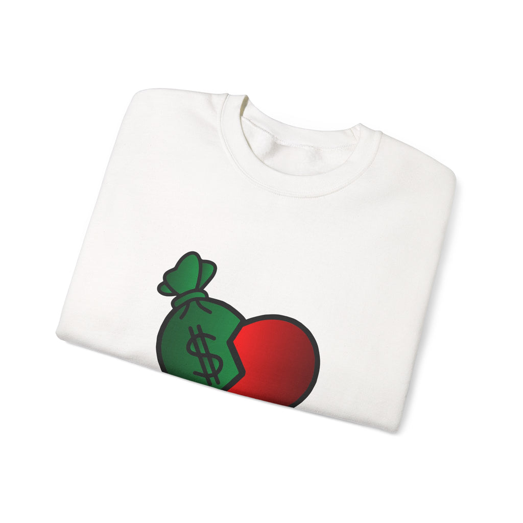 Heart & Money Sweatshirt - Unisex Crewneck, Casual Cozy Wear, Perfect Gift for Friends, Great for Birthdays & Celebrations