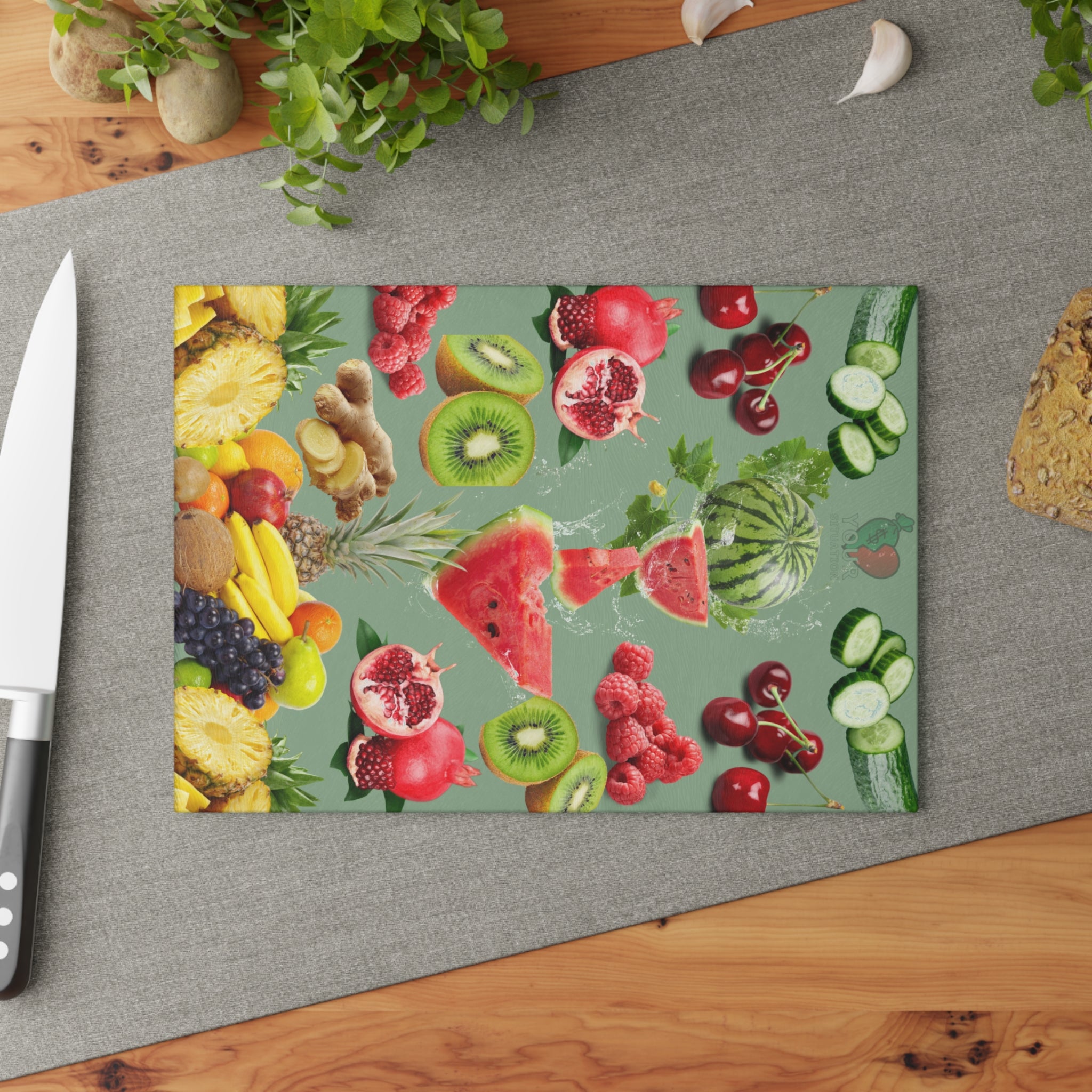 Your Situation™ Fresh Fruit Glass Cutting Board 🍉