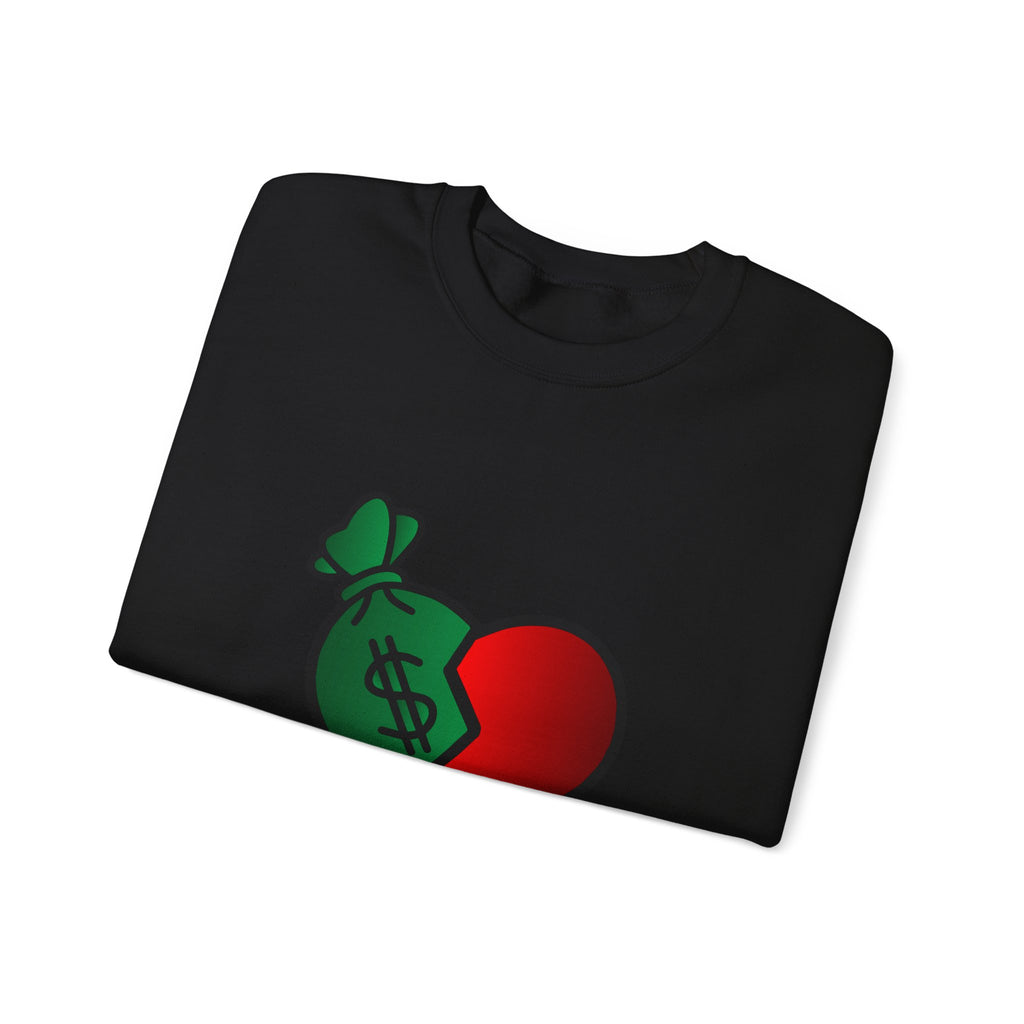 Heart & Money Sweatshirt - Unisex Crewneck, Casual Cozy Wear, Perfect Gift for Friends, Great for Birthdays & Celebrations