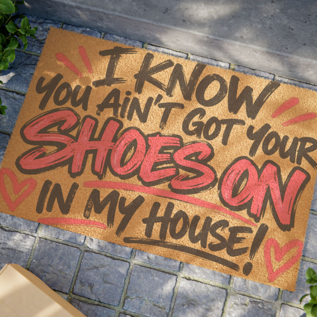 I Know You Ain’t Got Your Shoes On in My House Doormat | Funny Mom House Rules Mat