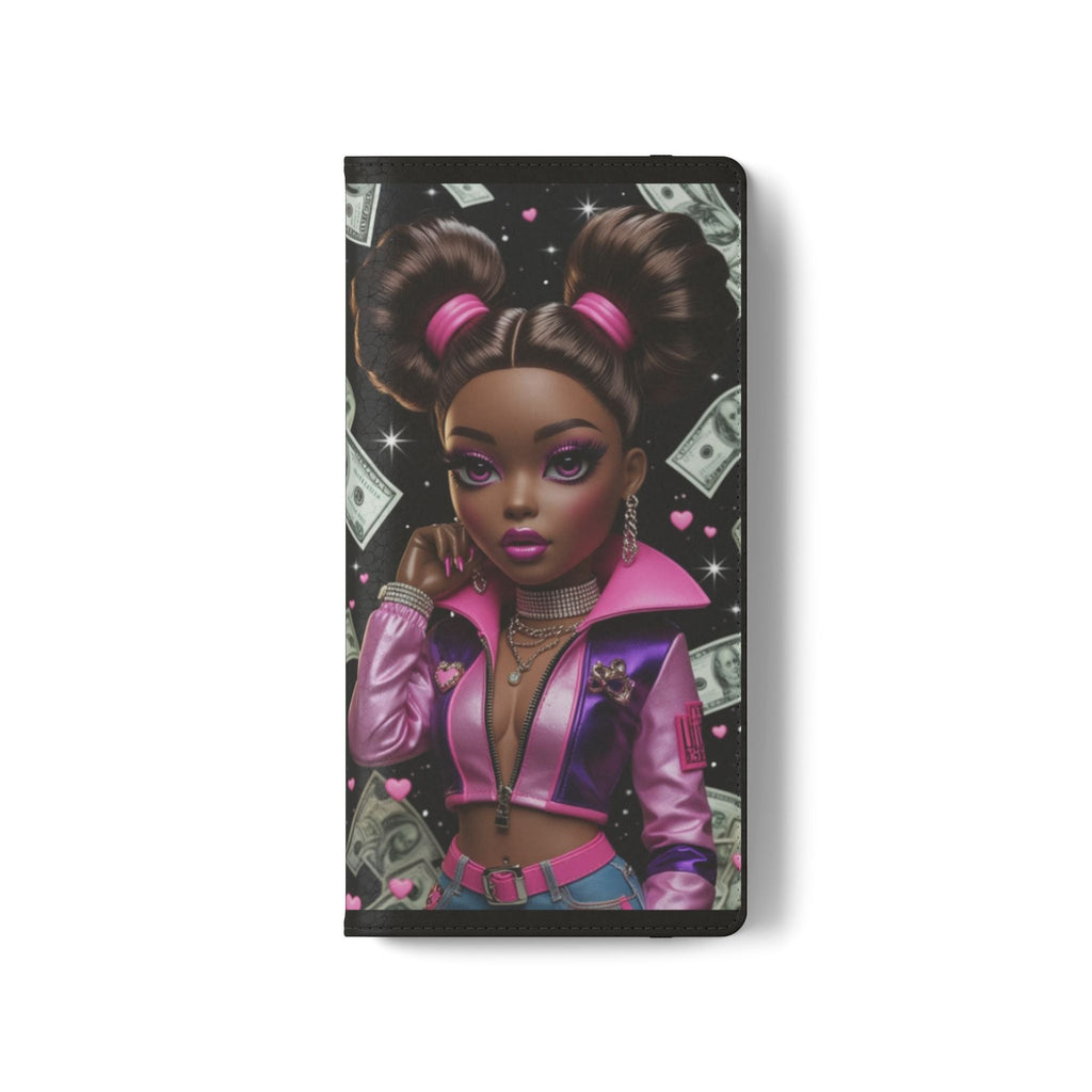 Money Girl Phone Flip Case — Cute Urban Cartoon Wallet Cover