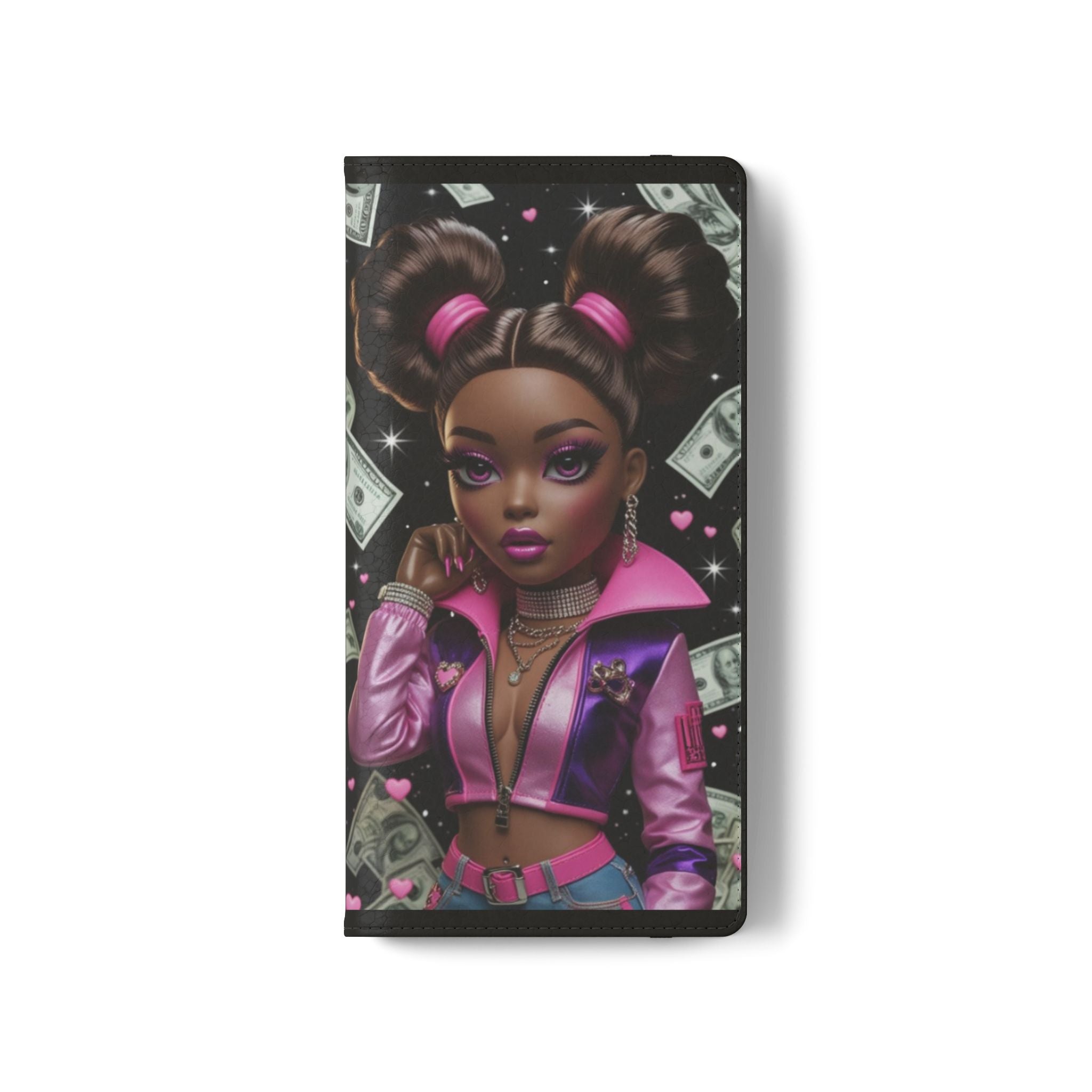 Money Girl Phone Flip Case — Cute Urban Cartoon Wallet Cover
