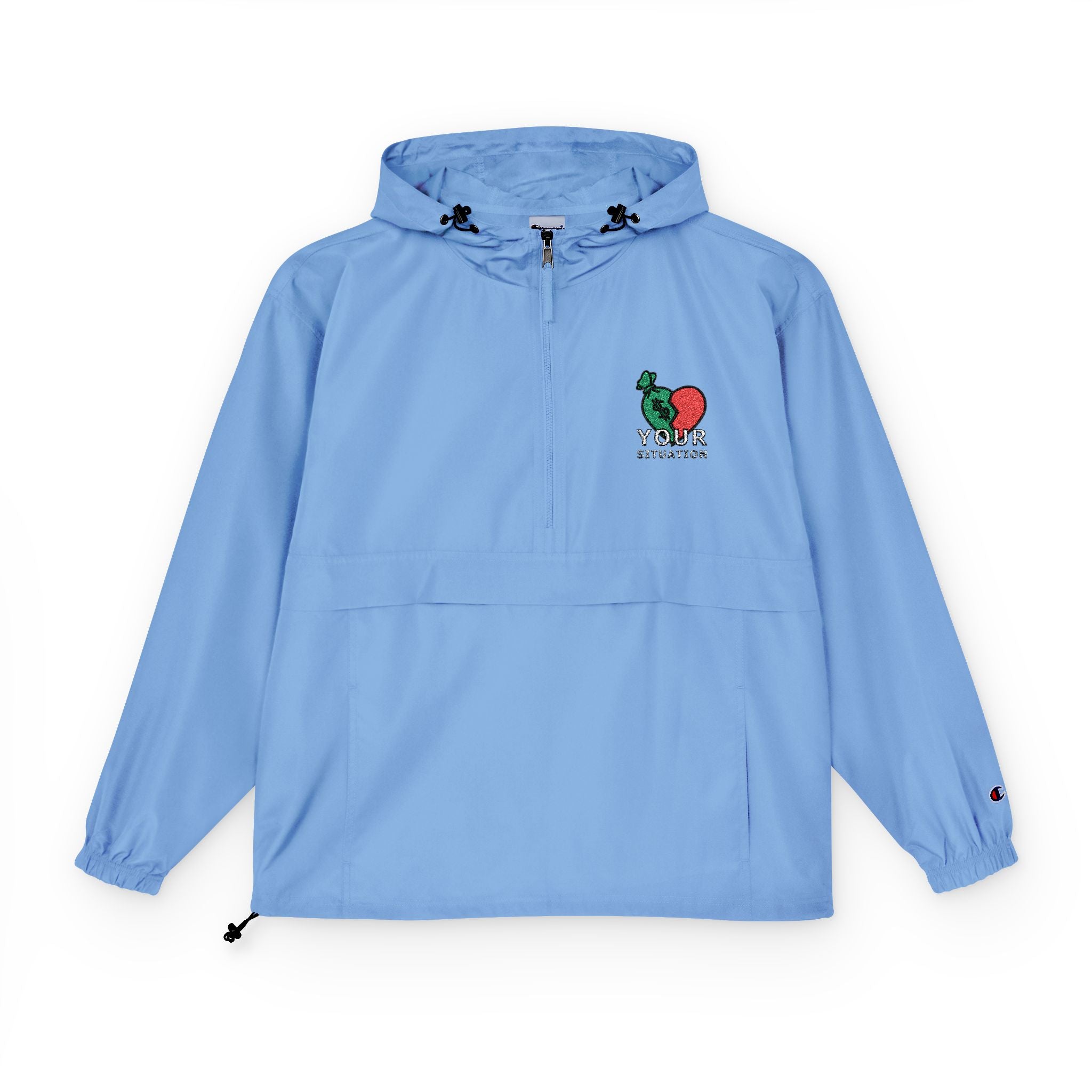Orange Packable Anorak Jacket with 'Champion' Rose Logo — Lightweight Windbreaker
