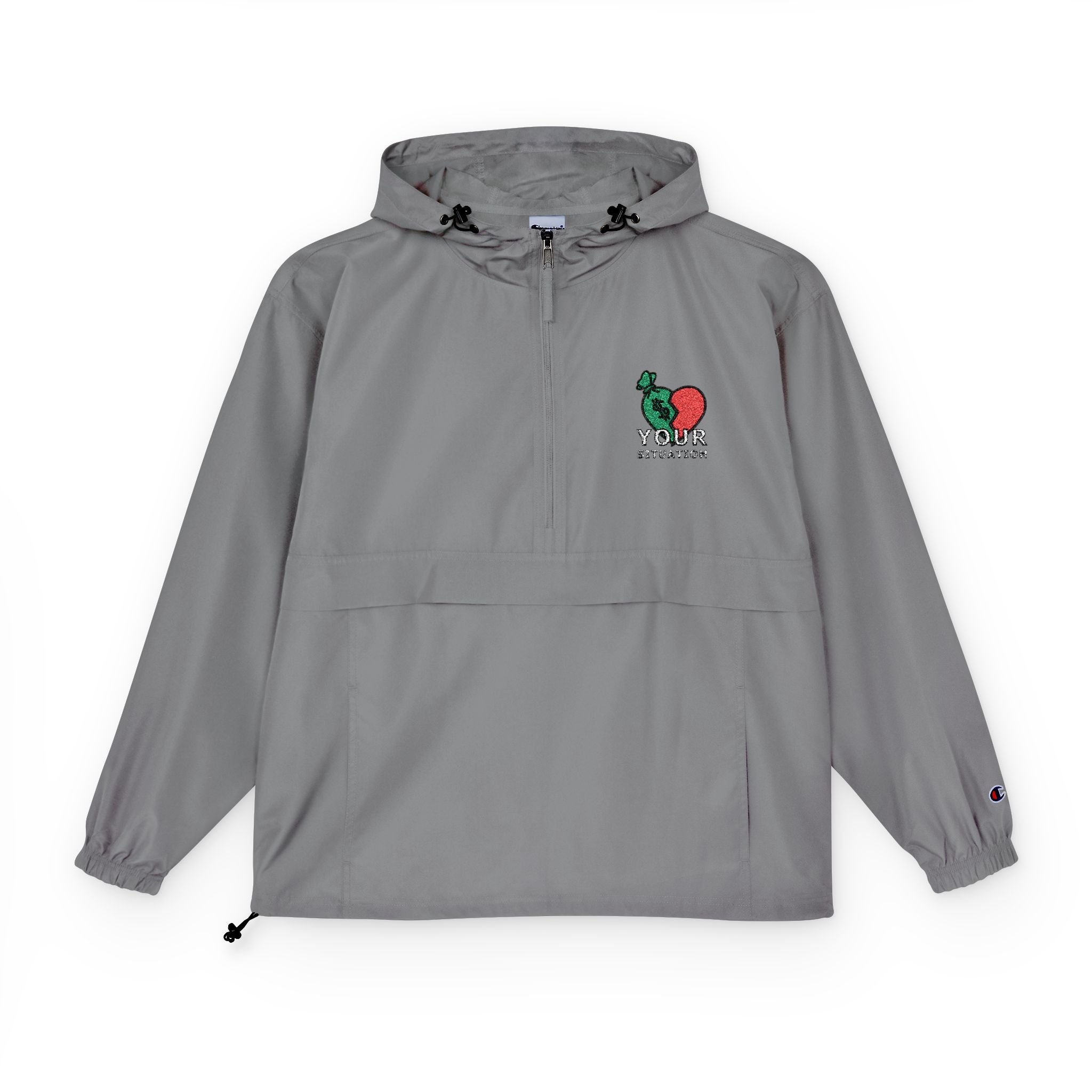 Orange Packable Anorak Jacket with 'Champion' Rose Logo — Lightweight Windbreaker