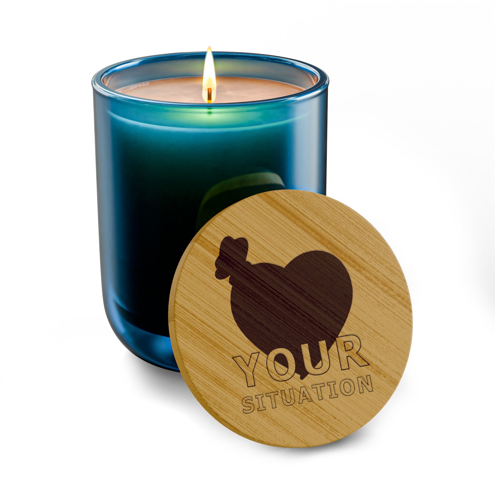 14oz Engraved Soy Candle — “Your Situation” Money & Heart Graphic