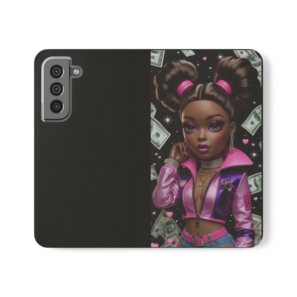 Money Girl Phone Flip Case — Cute Urban Cartoon Wallet Cover