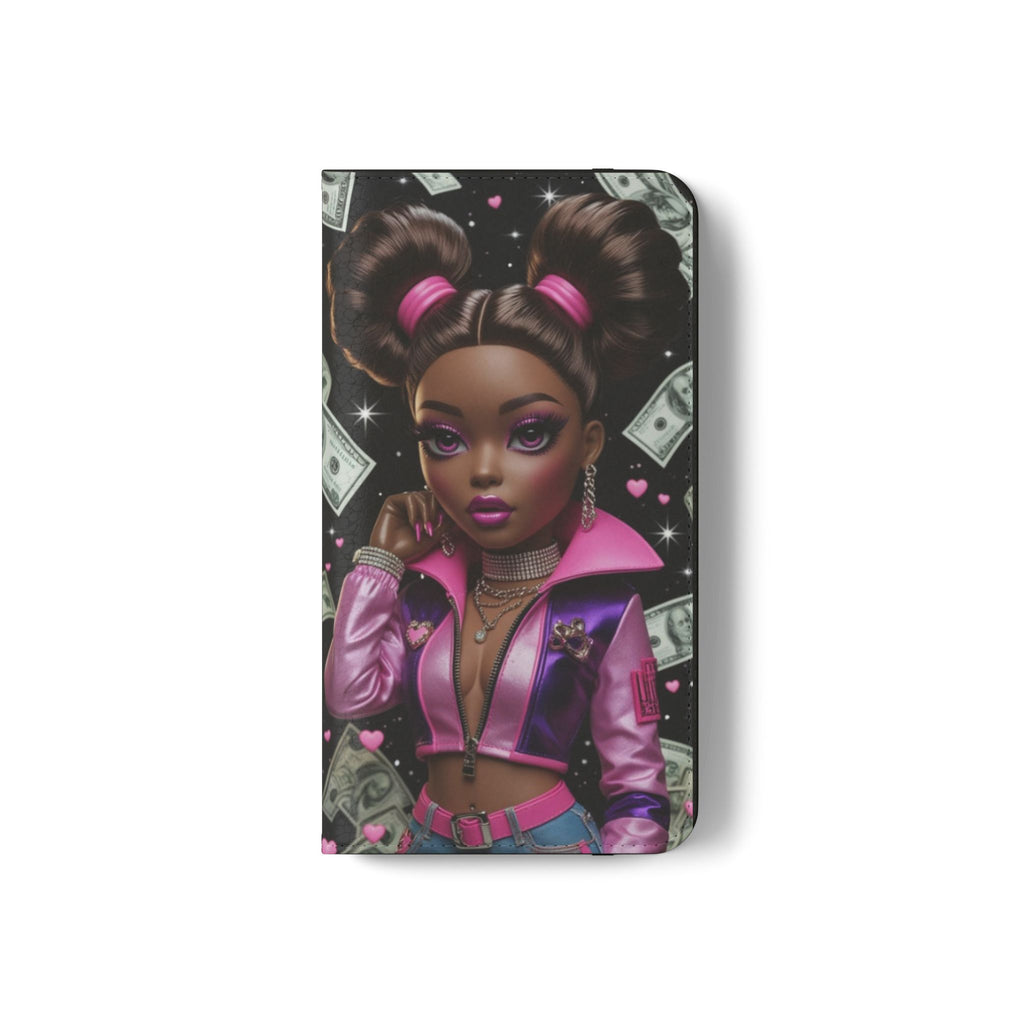 Money Girl Phone Flip Case — Cute Urban Cartoon Wallet Cover