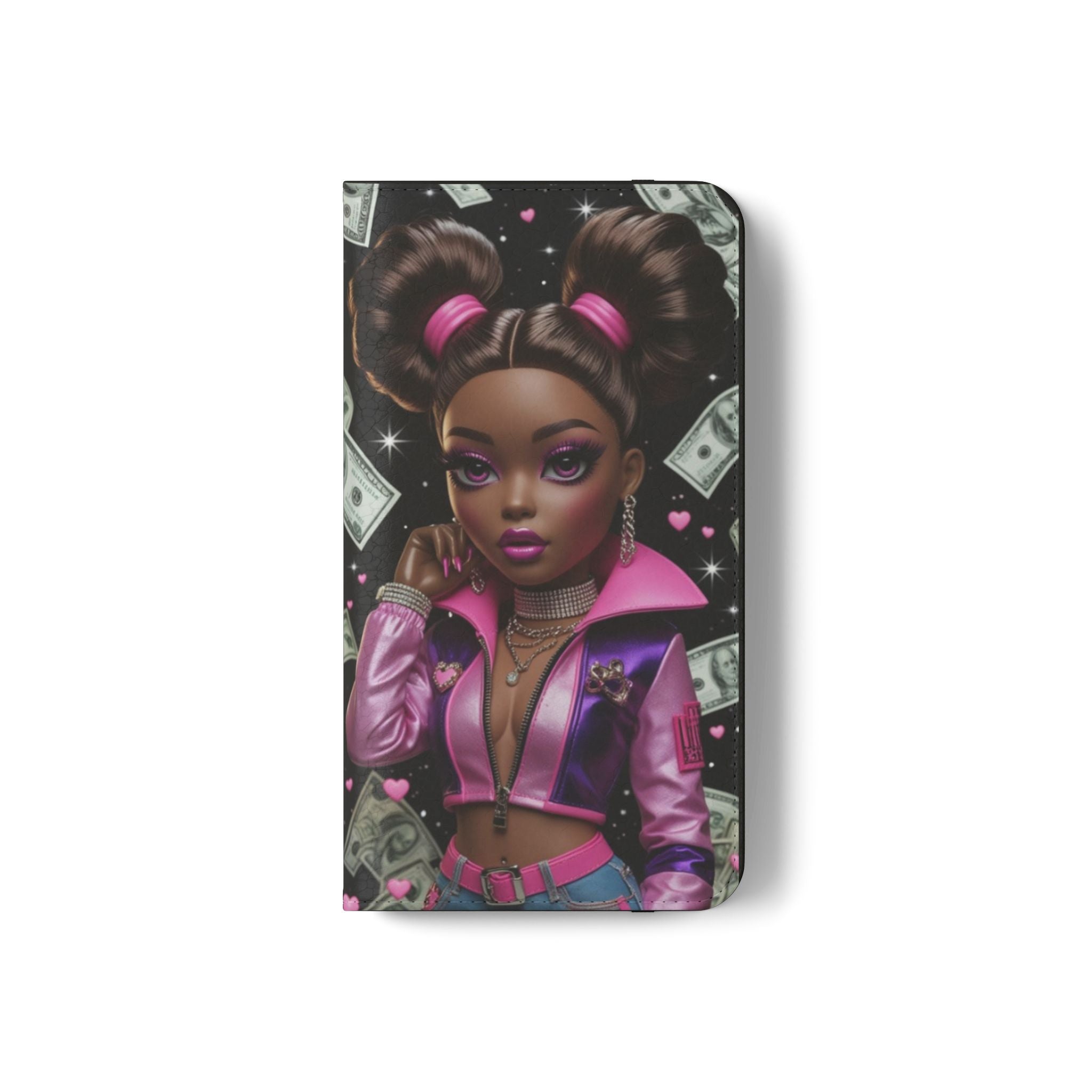 Money Girl Phone Flip Case — Cute Urban Cartoon Wallet Cover
