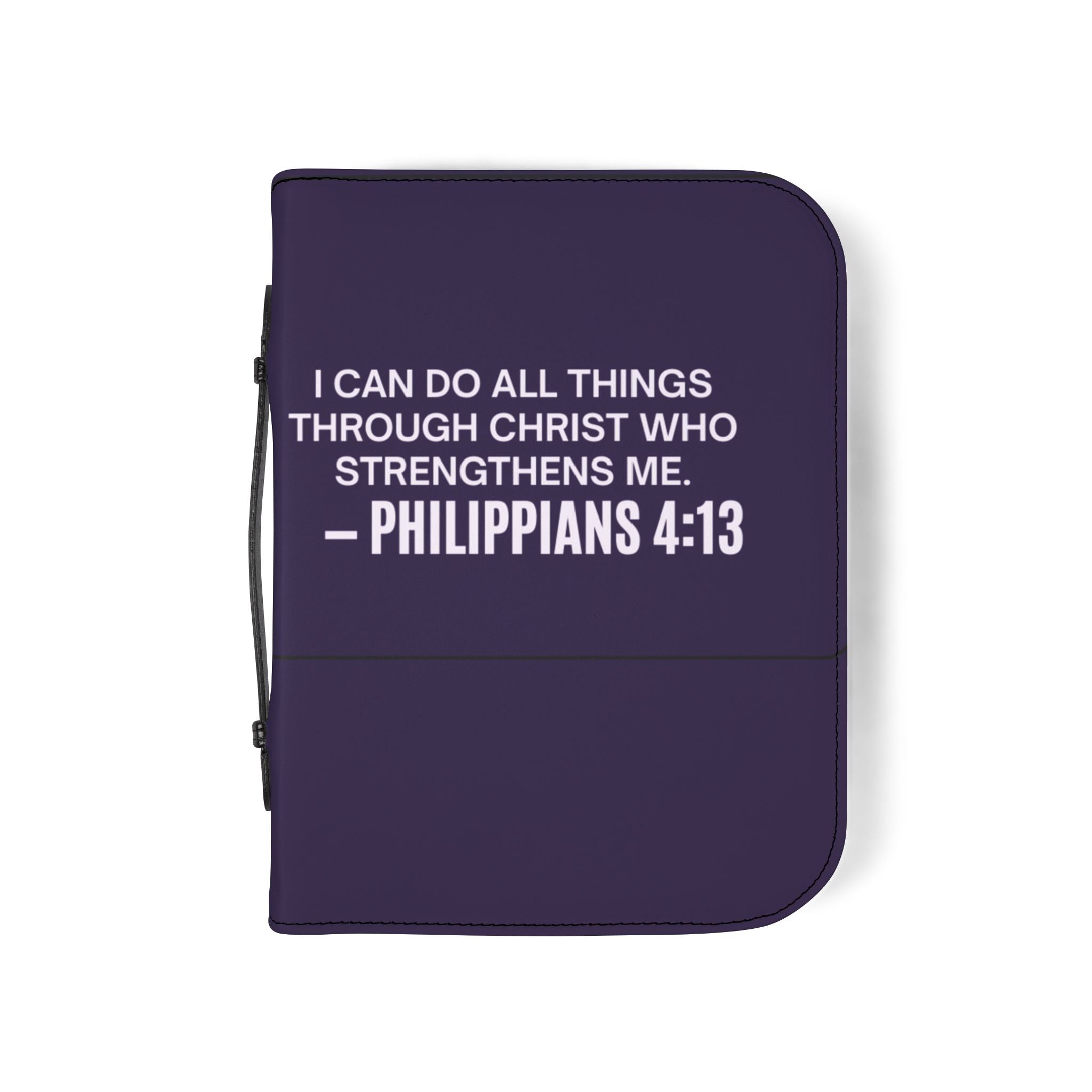Bible Cover - Philippians 4:13 Inspirational Purple Zippered Bible Case with Cute Girl Moon Design