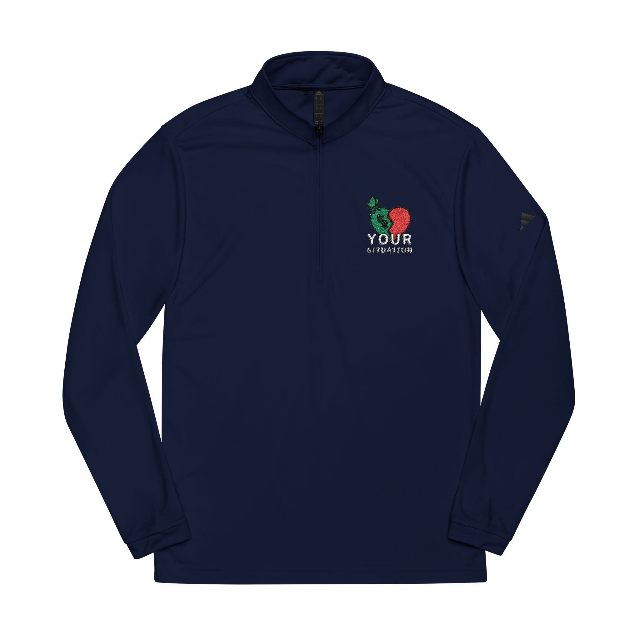 Your Situation™ Rose Quarter Zip Pullover | Adidas Embroidered Luxury Streetwear