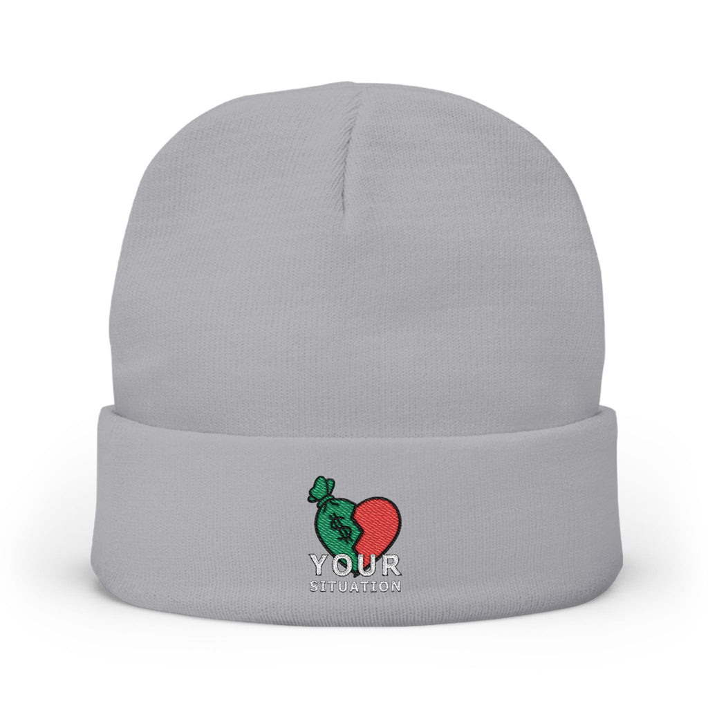 Embroidered Heart & Brain Knit Beanie – 'Your Situation' Winter Hat