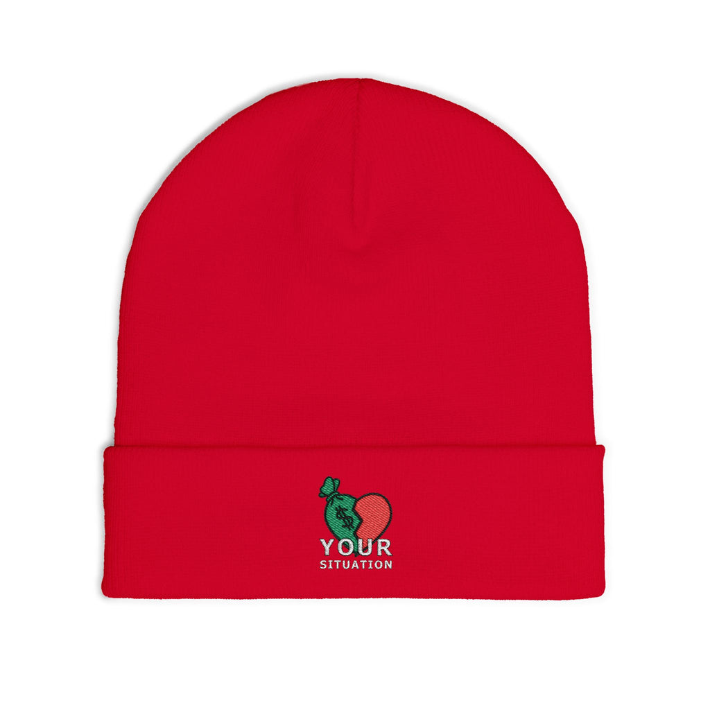 Embroidered Heart & Brain Knit Beanie – 'Your Situation' Winter Hat