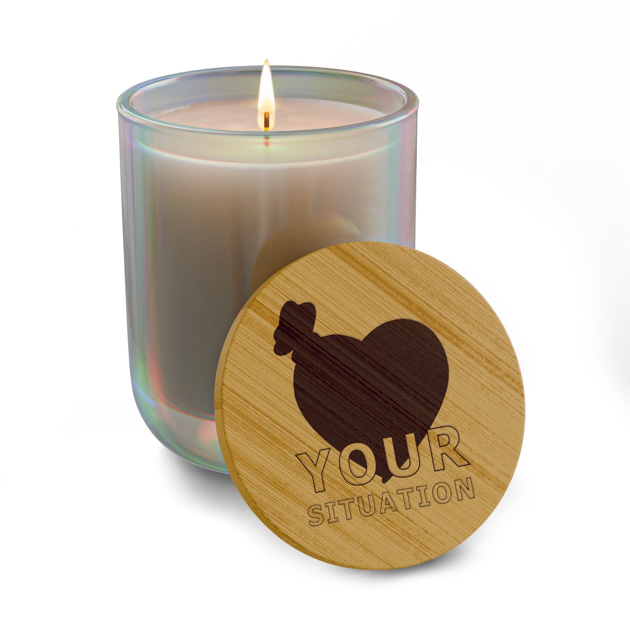 14oz Engraved Soy Candle — “Your Situation” Money & Heart Graphic