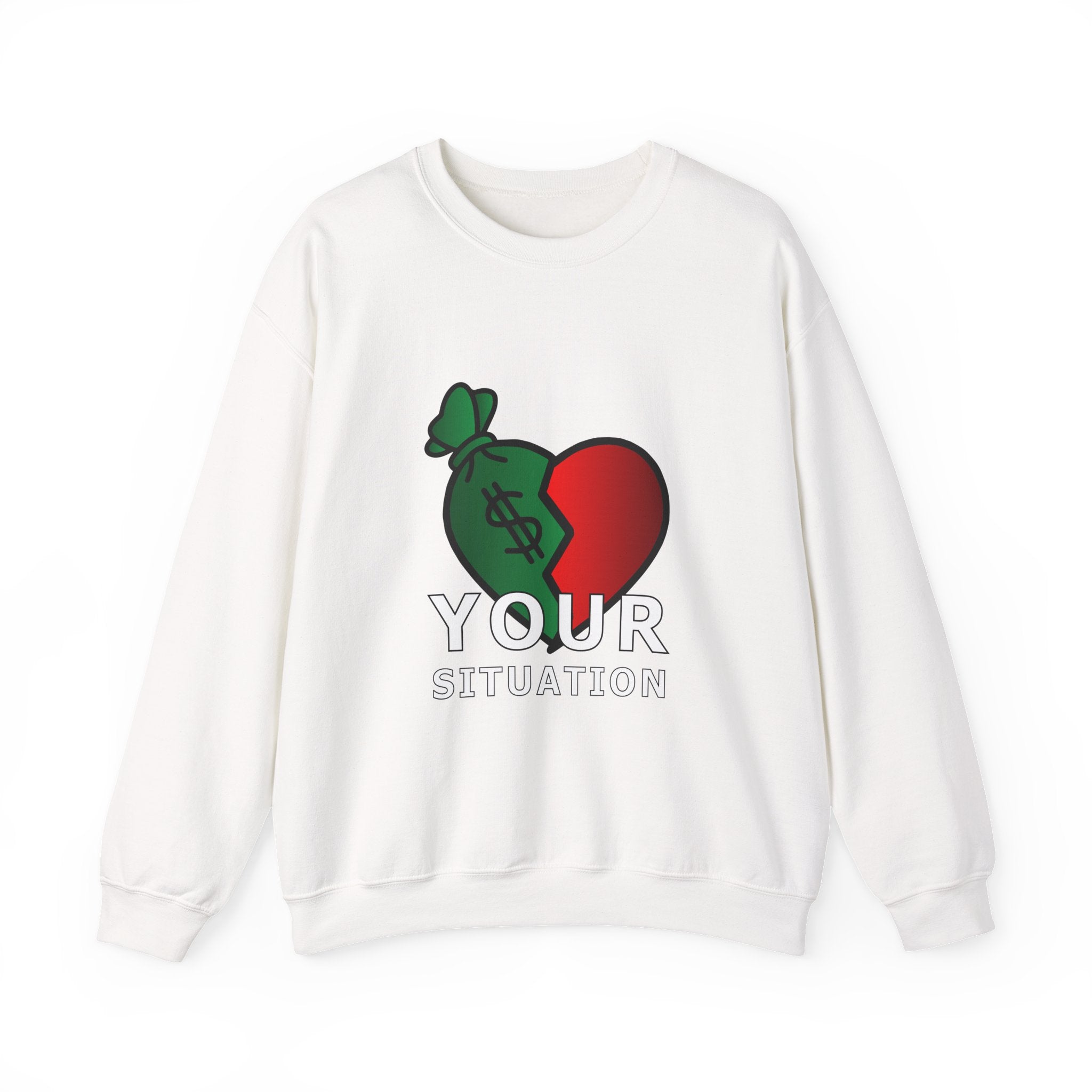 Heart & Money Sweatshirt - Unisex Crewneck, Casual Cozy Wear, Perfect Gift for Friends, Great for Birthdays & Celebrations