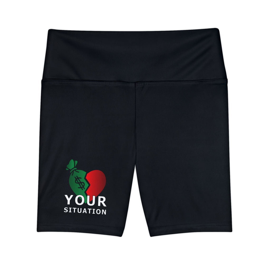 Workout Shorts — 'Your Situation' Money & Heart Graphic Women's Activewear
