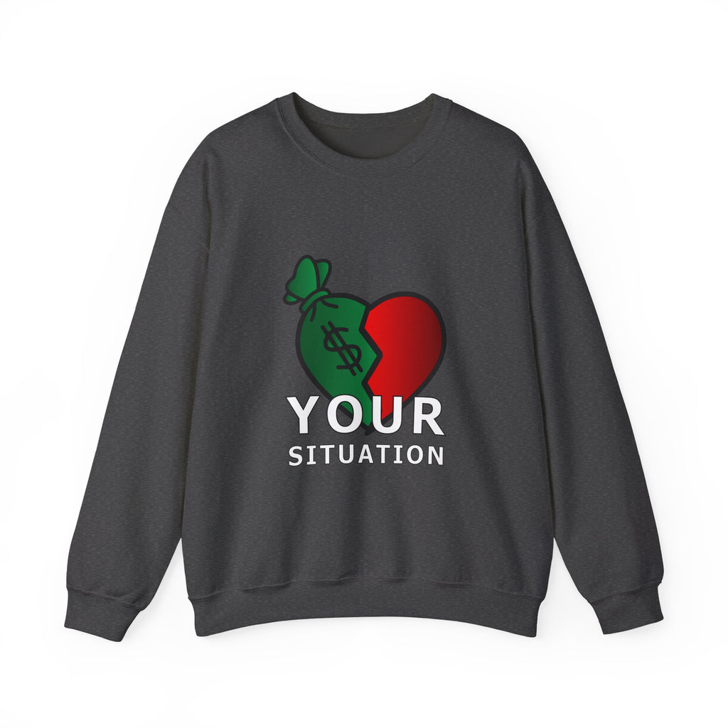 Heart & Money Sweatshirt - Unisex Crewneck, Casual Cozy Wear, Perfect Gift for Friends, Great for Birthdays & Celebrations