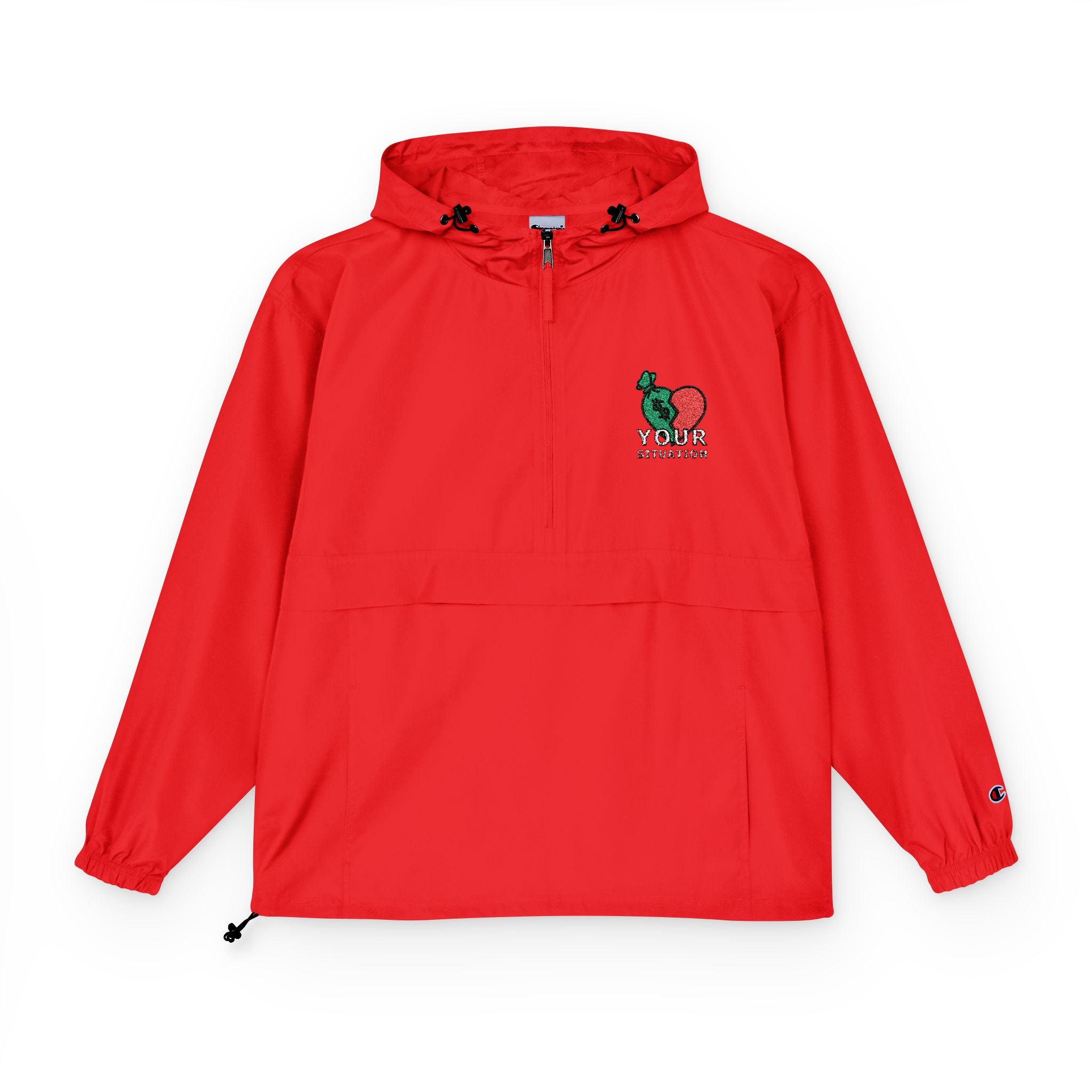 Orange Packable Anorak Jacket with 'Champion' Rose Logo — Lightweight Windbreaker