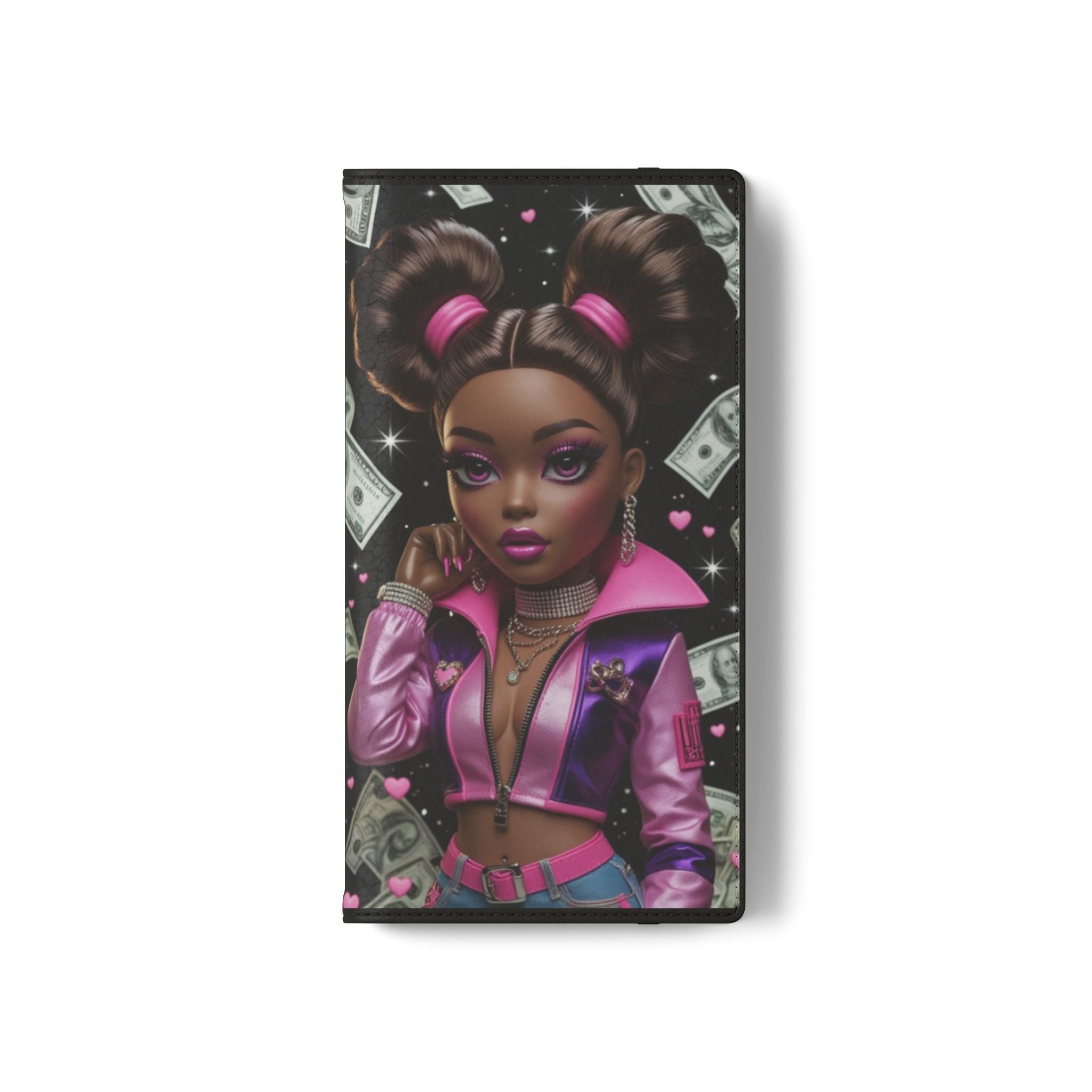 Money Girl Phone Flip Case — Cute Urban Cartoon Wallet Cover