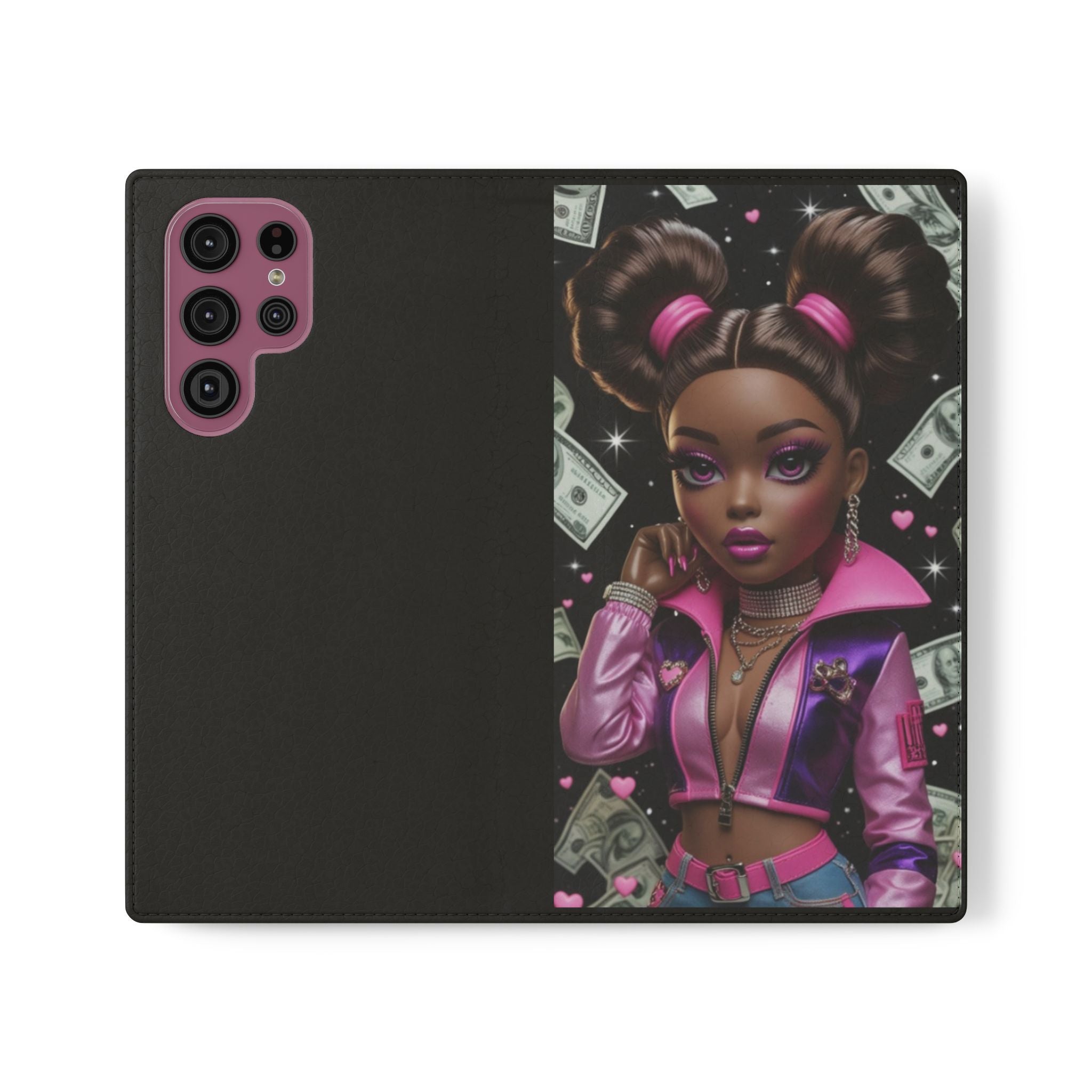Money Girl Phone Flip Case — Cute Urban Cartoon Wallet Cover