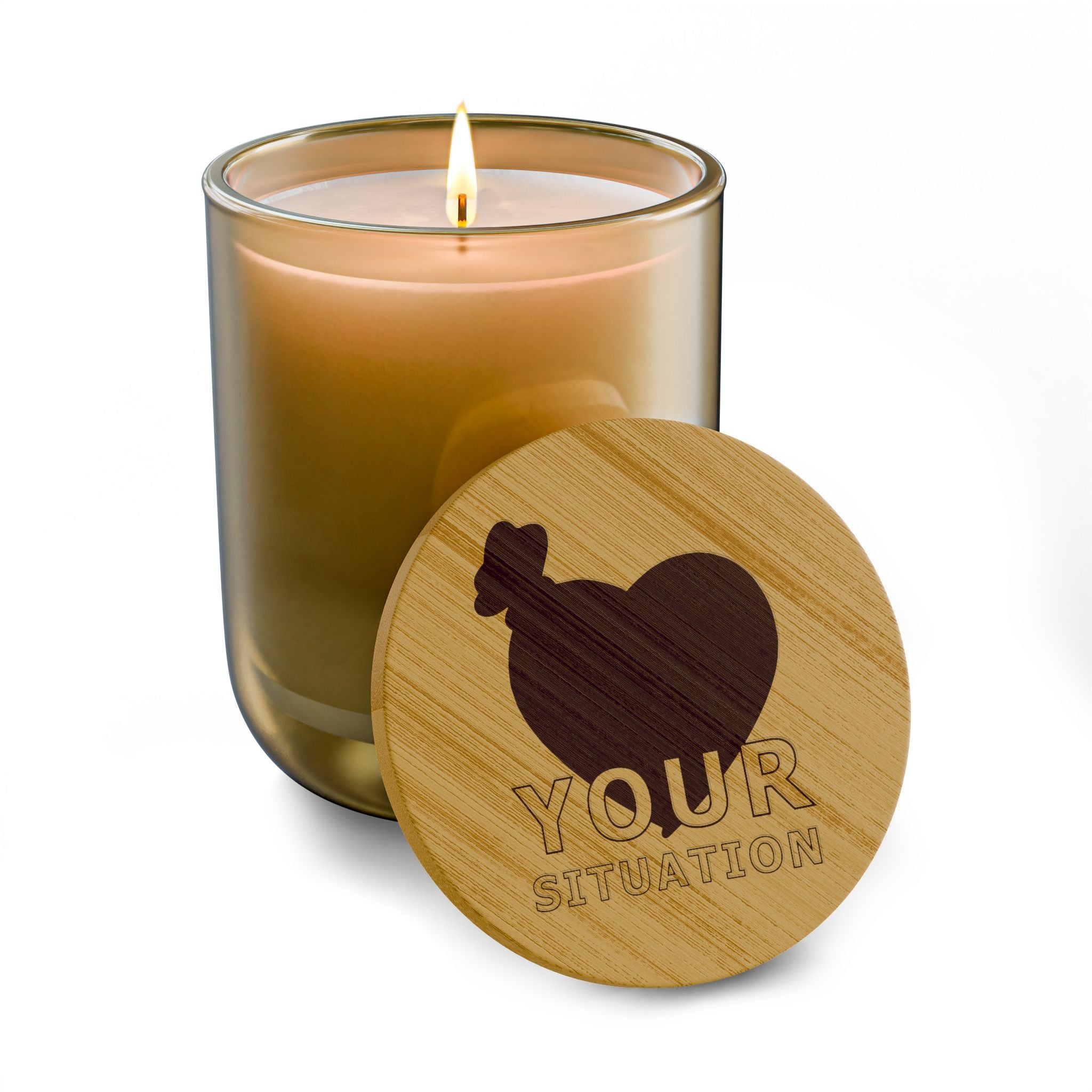 14oz Engraved Soy Candle — “Your Situation” Money & Heart Graphic
