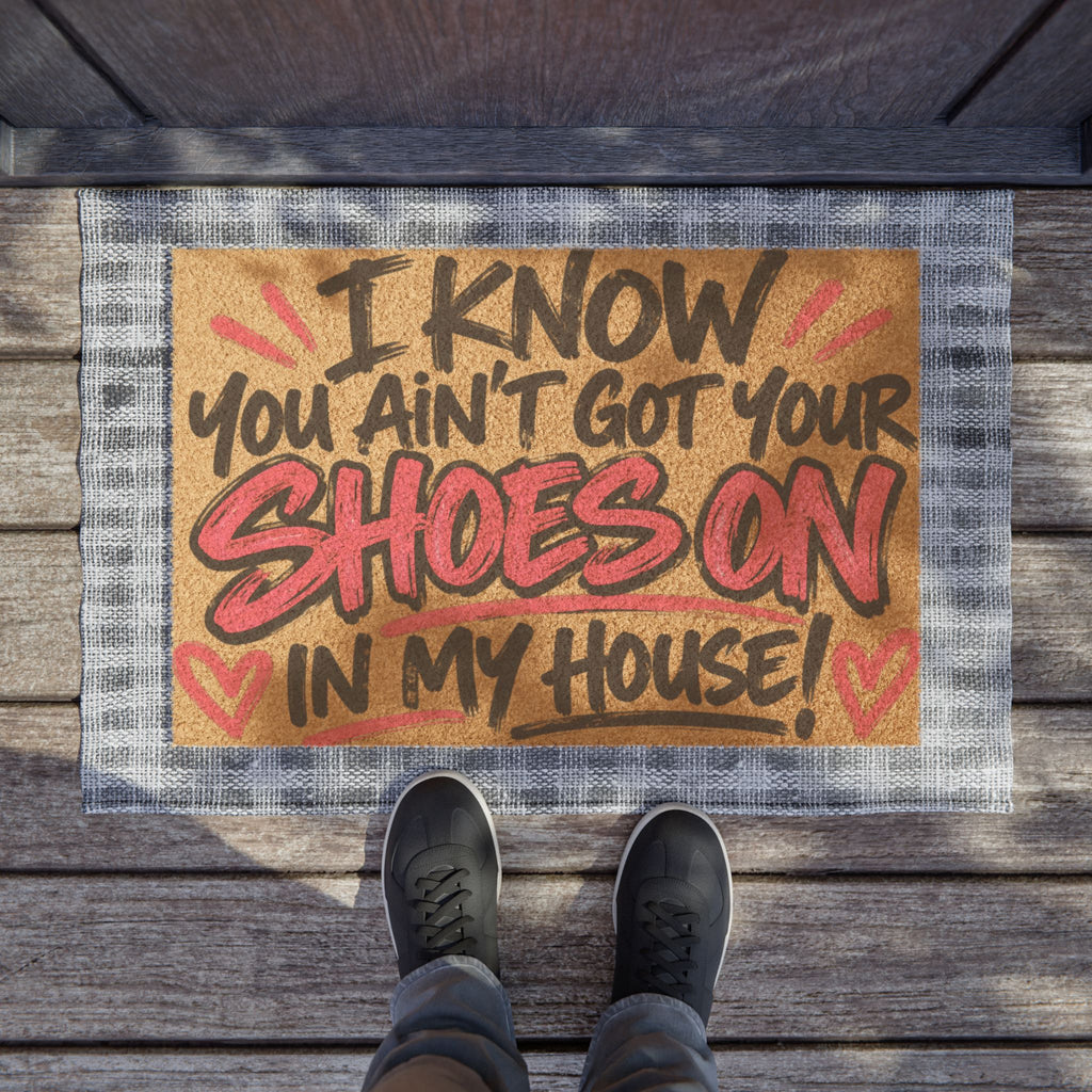 I Know You Ain’t Got Your Shoes On in My House Doormat | Funny Mom House Rules Mat