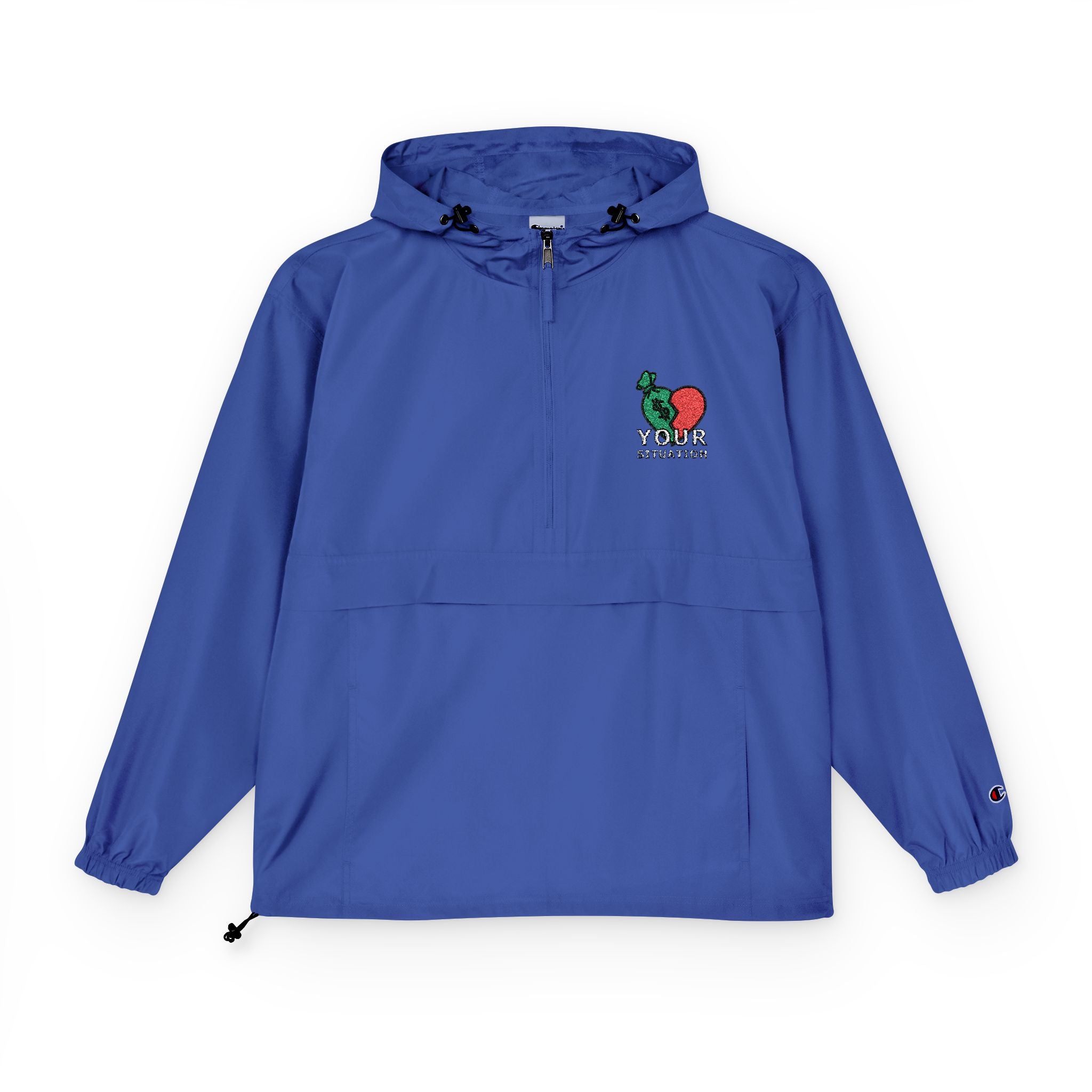 Orange Packable Anorak Jacket with 'Champion' Rose Logo — Lightweight Windbreaker