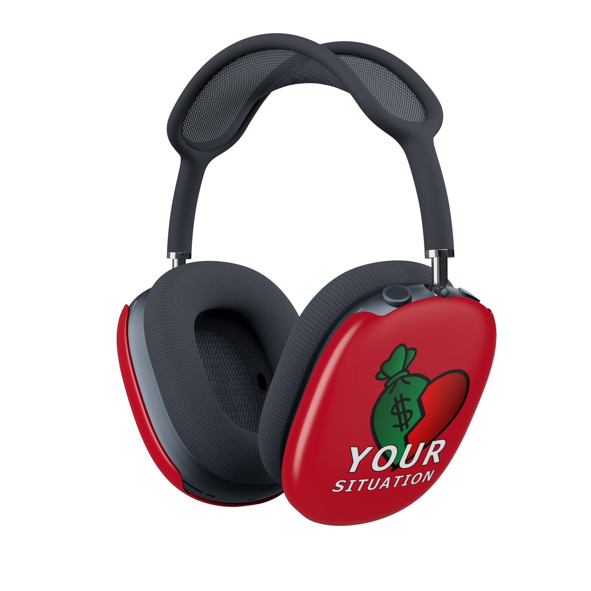 AirPod Max Case — Red 'Your Situation' Heart & Money Design
