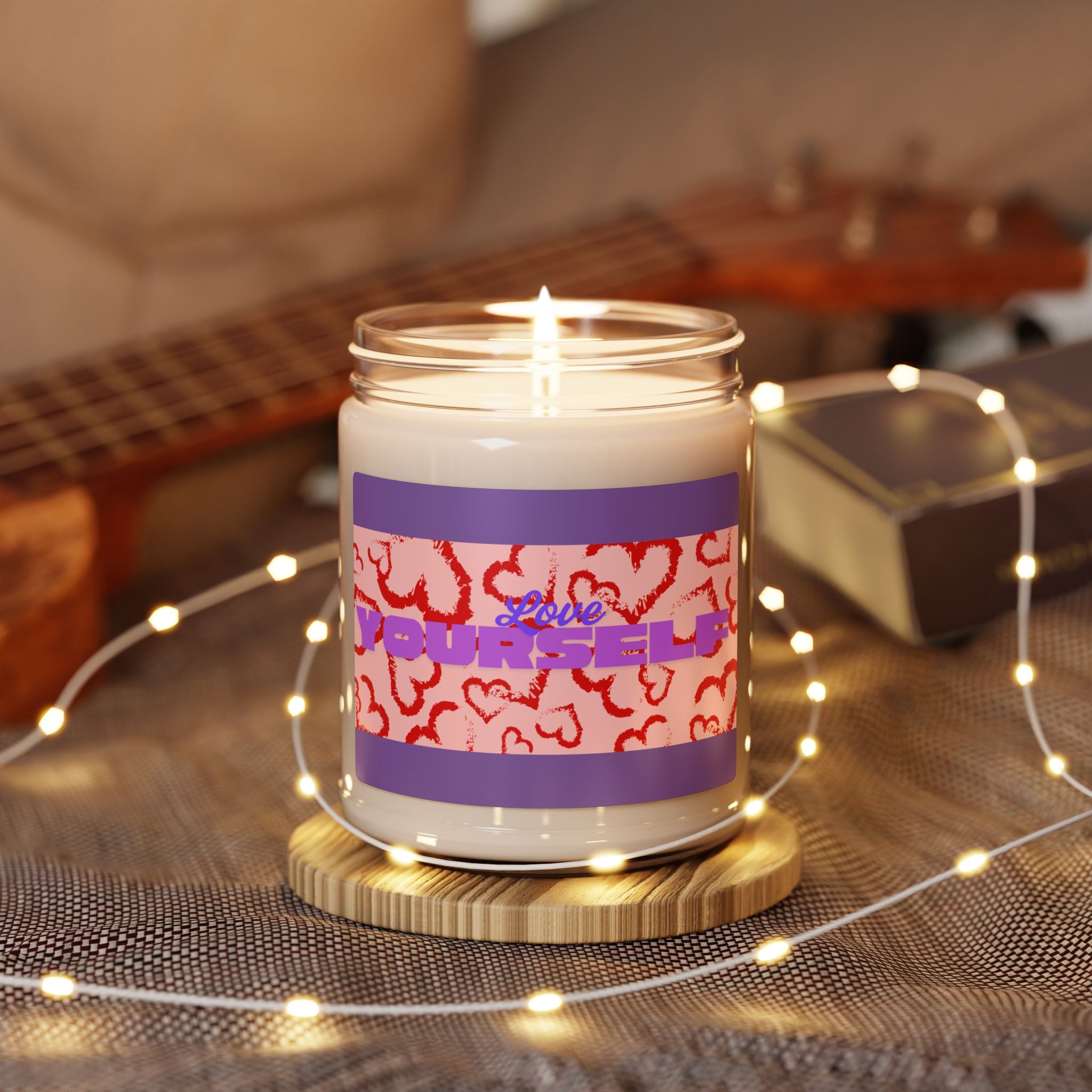 Love Yourself Heart Candle — 9oz Scented Holiday Jar (Valentine's Label)