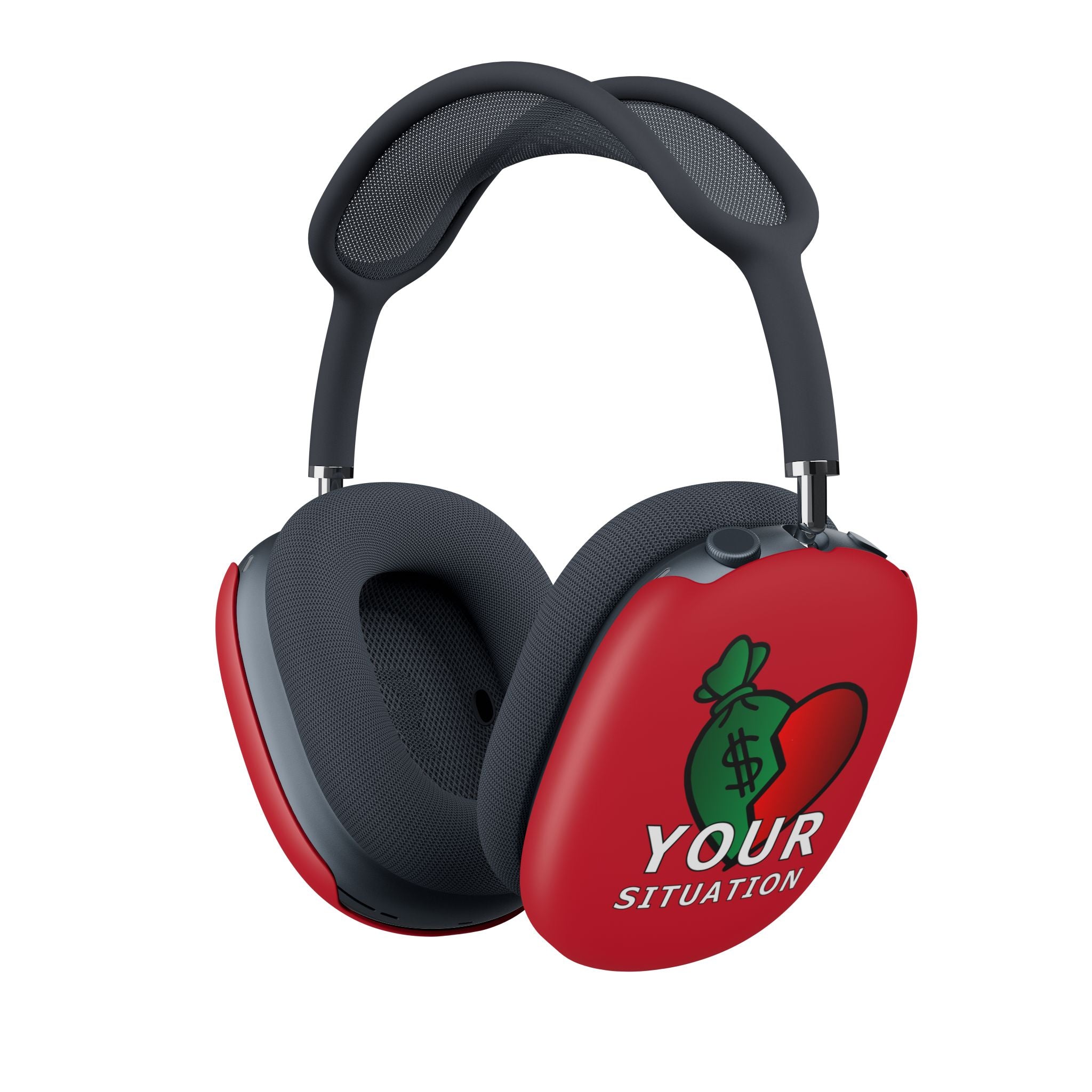AirPod Max Case — Red 'Your Situation' Heart & Money Design
