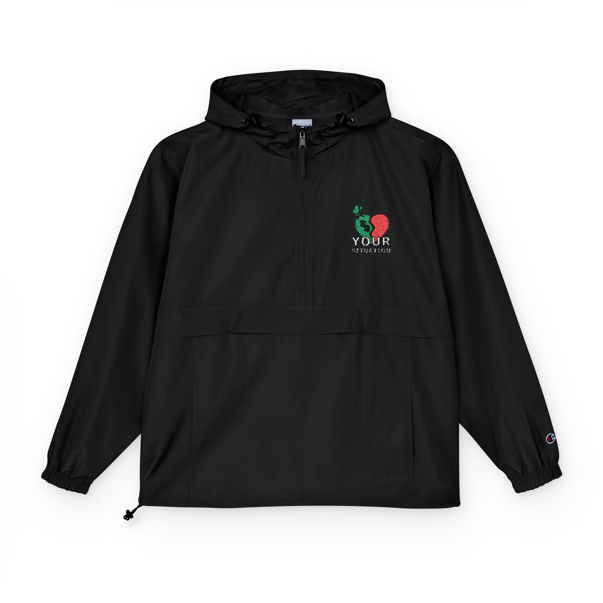Orange Packable Anorak Jacket with 'Champion' Rose Logo — Lightweight Windbreaker