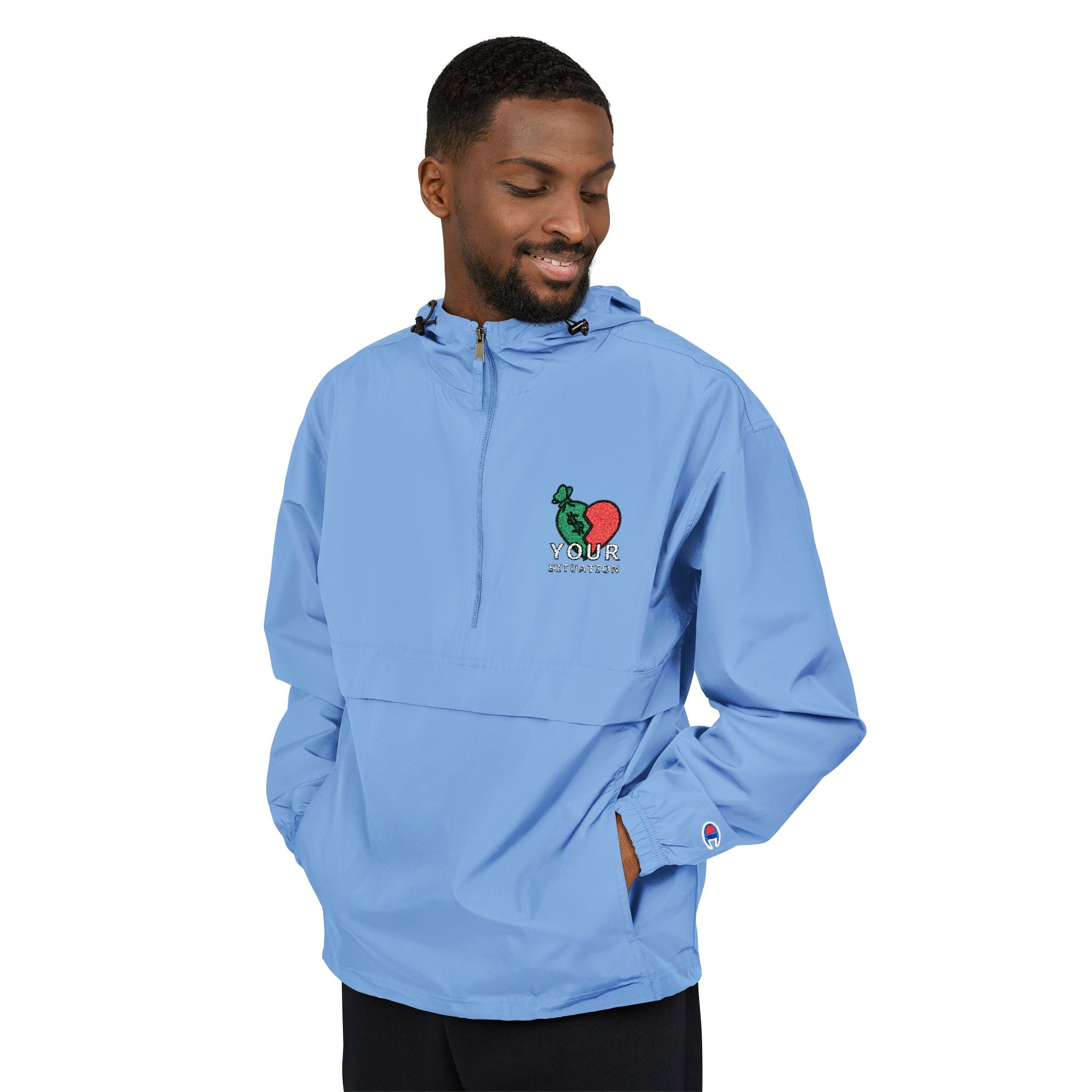 Orange Packable Anorak Jacket with 'Champion' Rose Logo — Lightweight Windbreaker