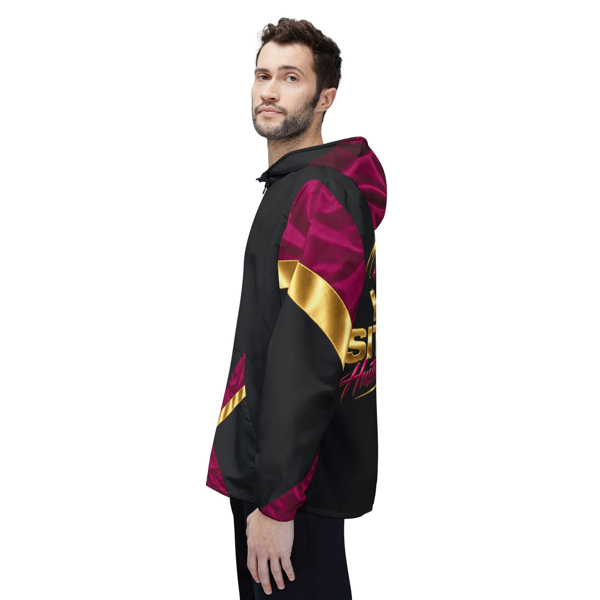 Red Heart & Money Bag Windbreaker Jacket — "Your Situation" Graphic Hooded Windbreaker