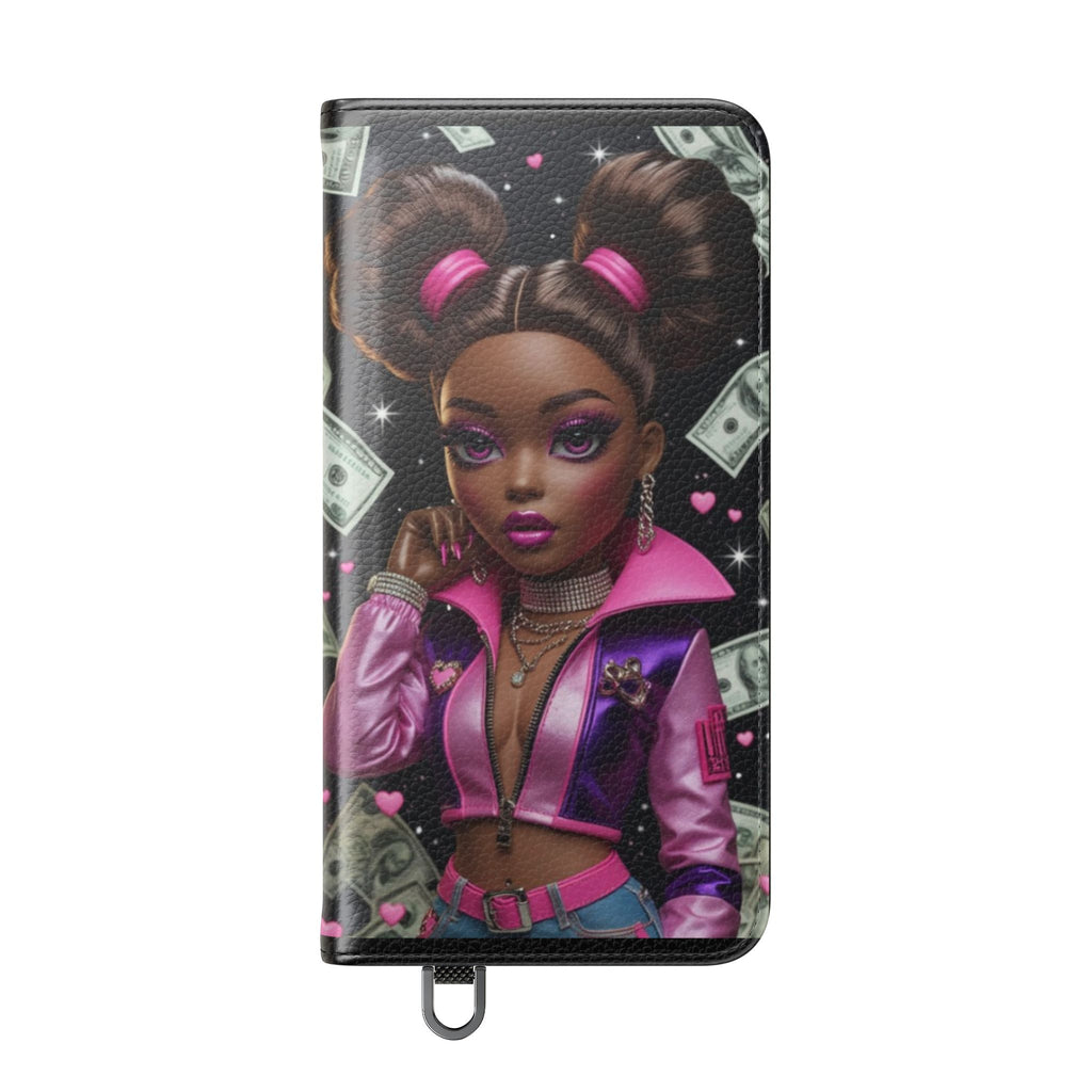 Money Girl Phone Flip Case — Cute Urban Cartoon Wallet Cover