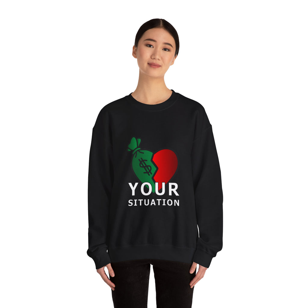 Heart & Money Sweatshirt - Unisex Crewneck, Casual Cozy Wear, Perfect Gift for Friends, Great for Birthdays & Celebrations