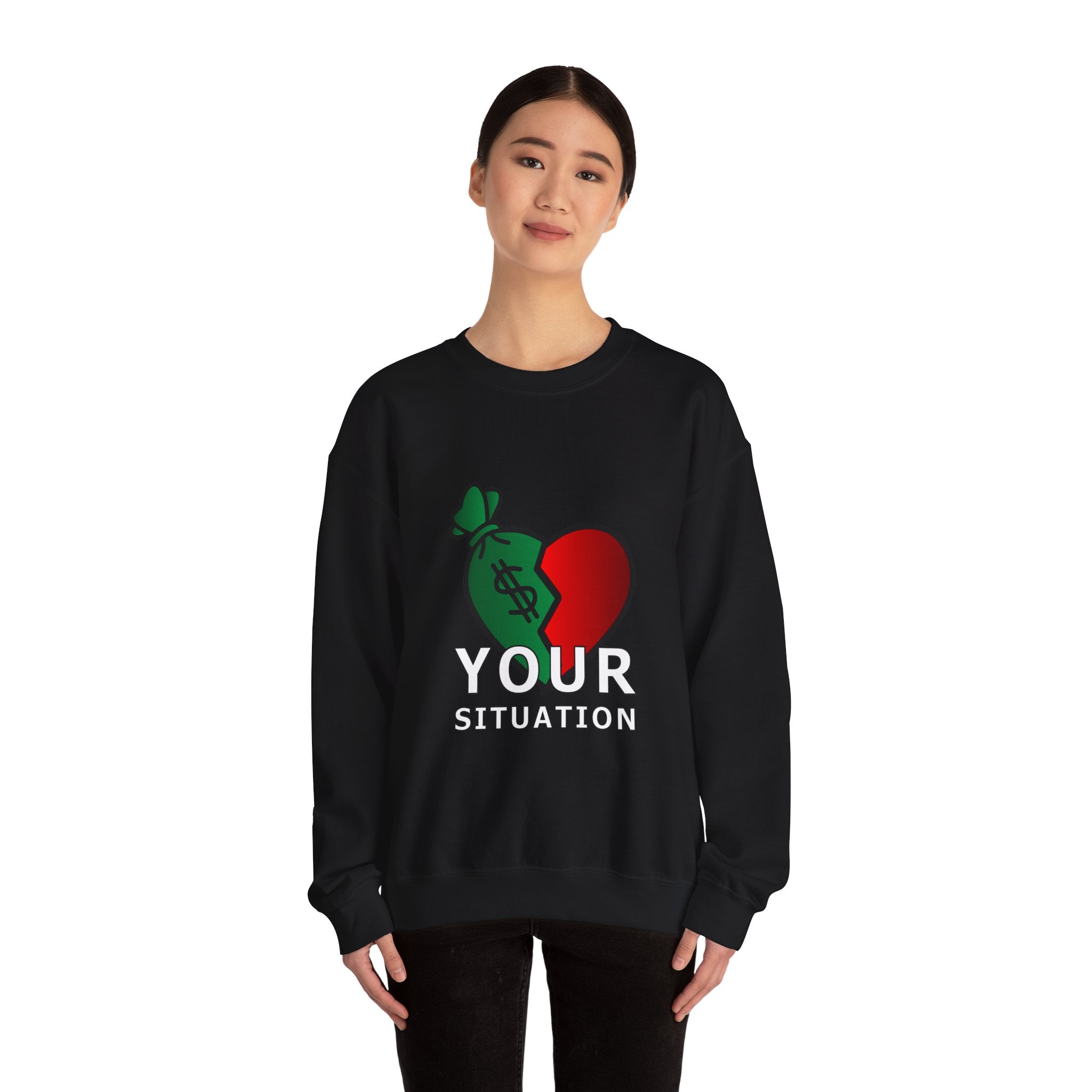 Heart & Money Sweatshirt - Unisex Crewneck, Casual Cozy Wear, Perfect Gift for Friends, Great for Birthdays & Celebrations