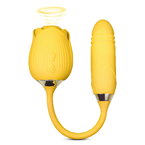 Dual-Ended Rechargeable Rose Vibrator with Flexible Neck