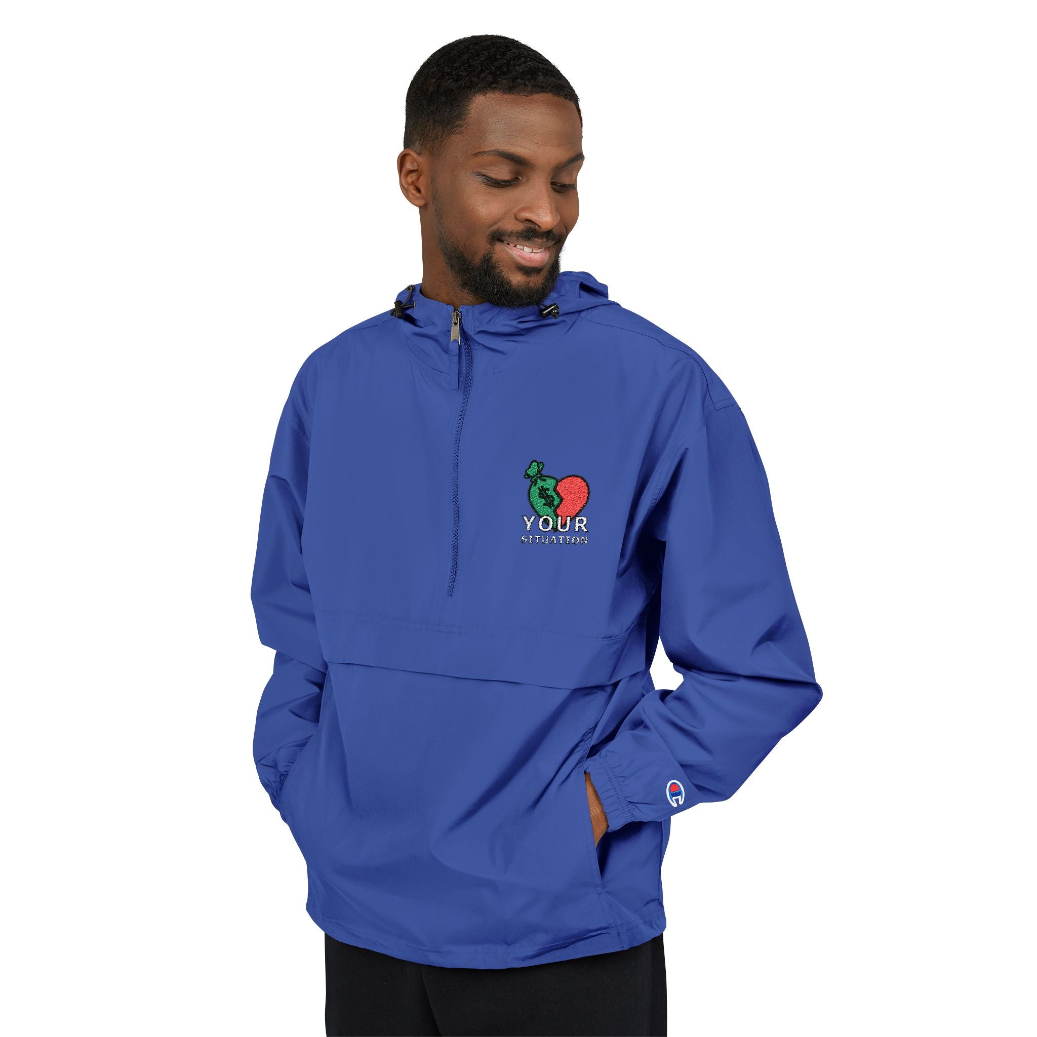 Orange Packable Anorak Jacket with 'Champion' Rose Logo — Lightweight Windbreaker