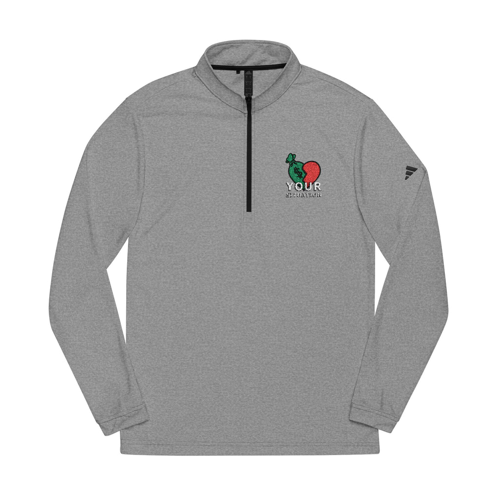 Your Situation™ Rose Quarter Zip Pullover | Adidas Embroidered Luxury Streetwear