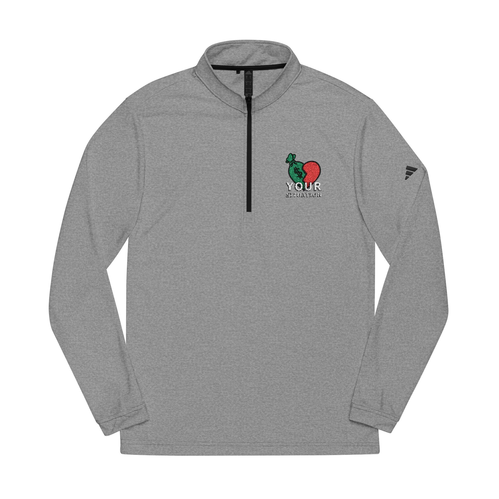 Your Situation™ Rose Quarter Zip Pullover | Adidas Embroidered Luxury Streetwear