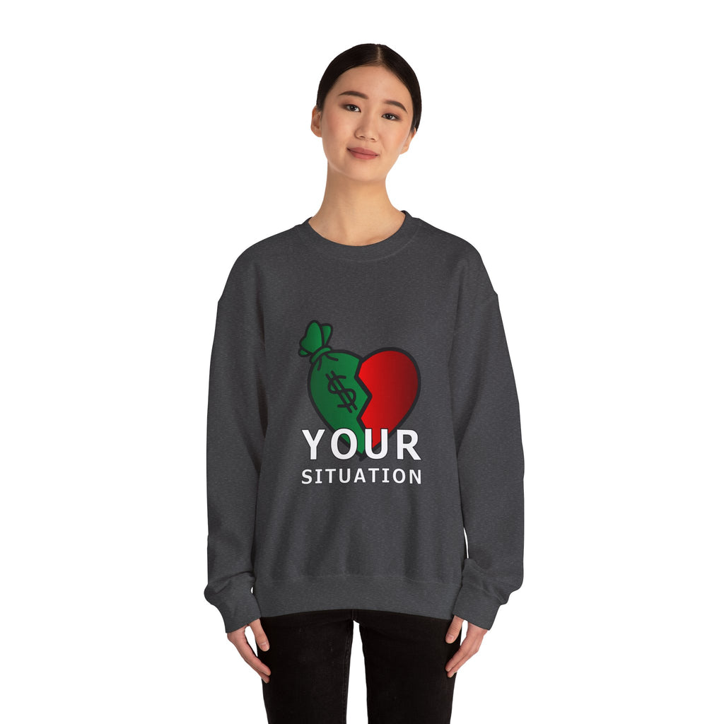Heart & Money Sweatshirt - Unisex Crewneck, Casual Cozy Wear, Perfect Gift for Friends, Great for Birthdays & Celebrations