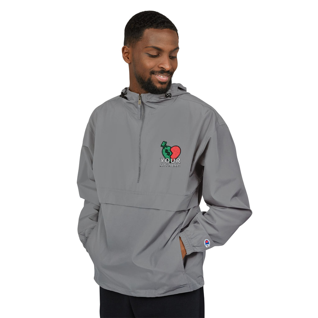 Orange Packable Anorak Jacket with 'Champion' Rose Logo — Lightweight Windbreaker