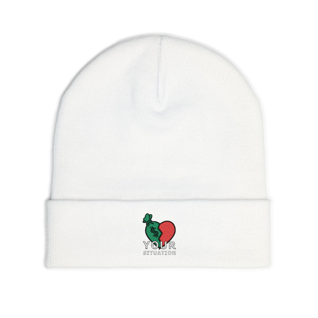 Embroidered Heart & Brain Knit Beanie – 'Your Situation' Winter Hat