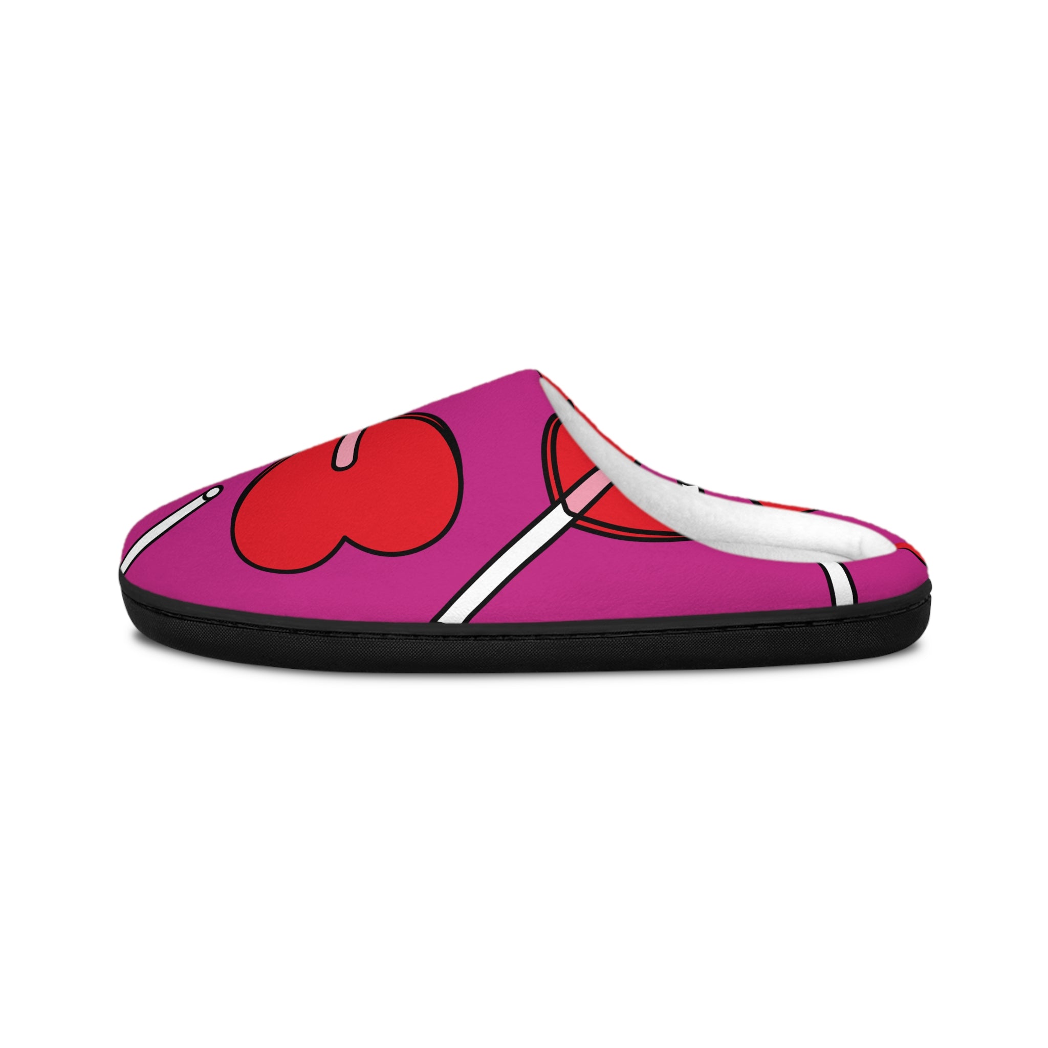 Heart Lollipop Indoor Slippers — Cozy Pink Valentine Women’s House Shoes
