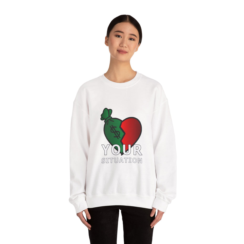 Heart & Money Sweatshirt - Unisex Crewneck, Casual Cozy Wear, Perfect Gift for Friends, Great for Birthdays & Celebrations