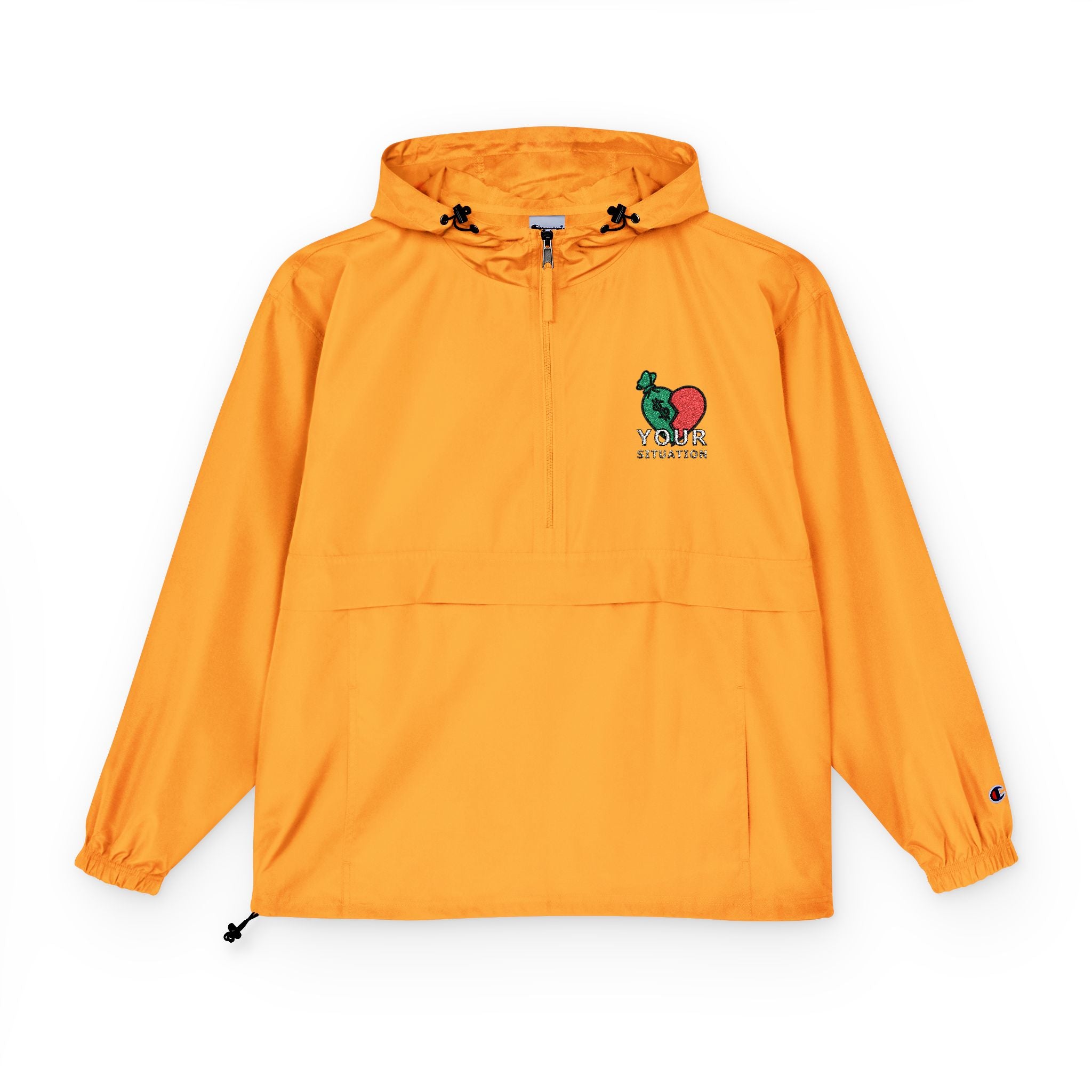 Orange Packable Anorak Jacket with 'Champion' Rose Logo — Lightweight Windbreaker