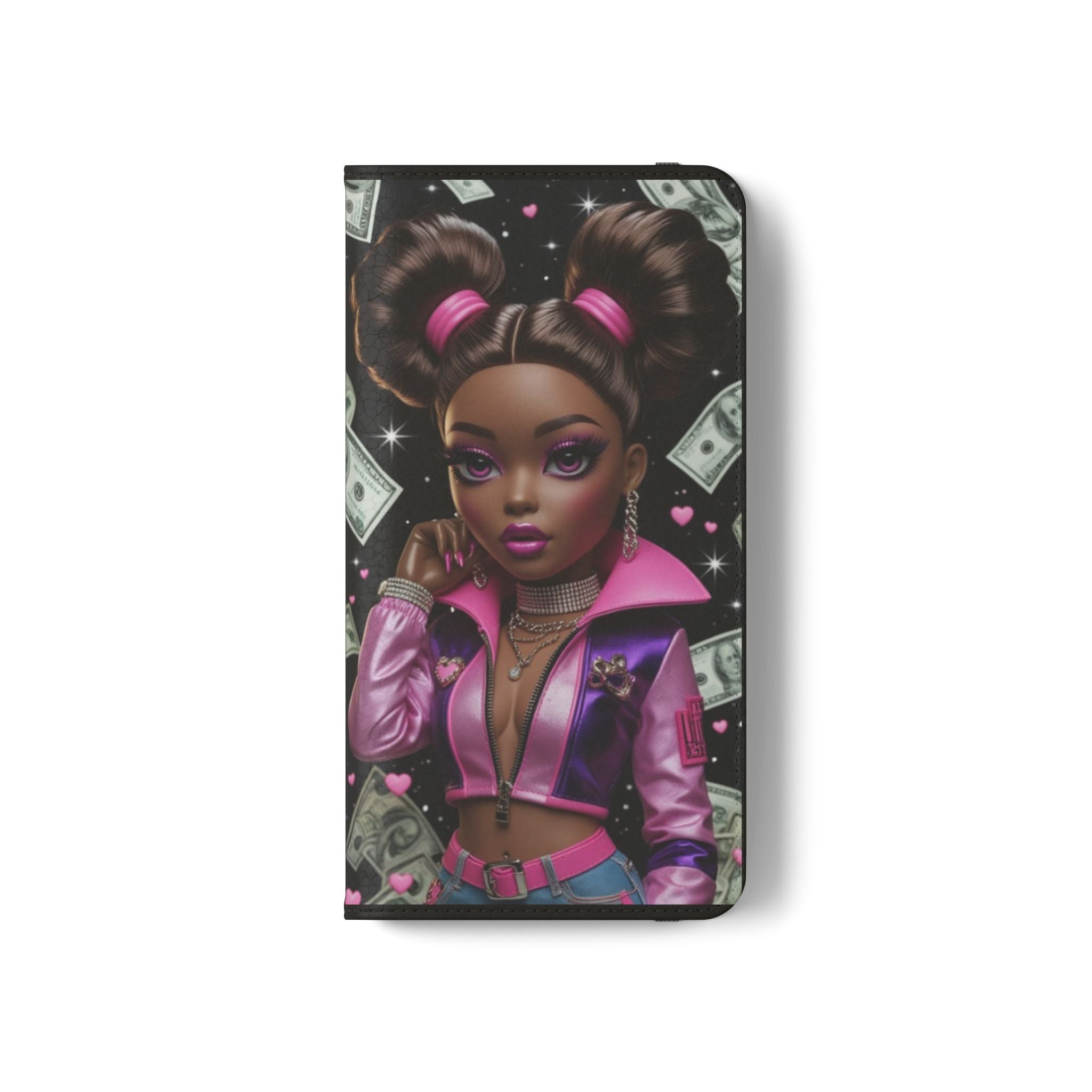 Money Girl Phone Flip Case — Cute Urban Cartoon Wallet Cover