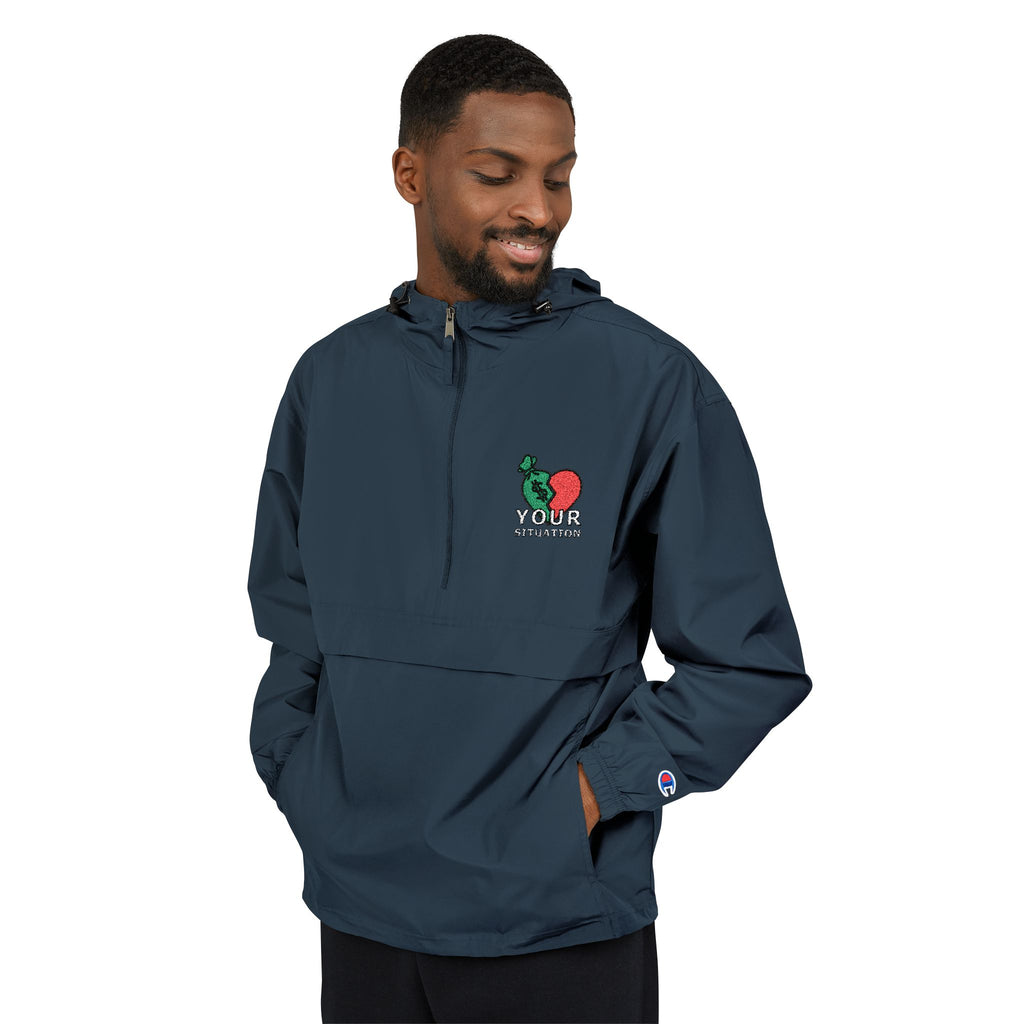 Orange Packable Anorak Jacket with 'Champion' Rose Logo — Lightweight Windbreaker